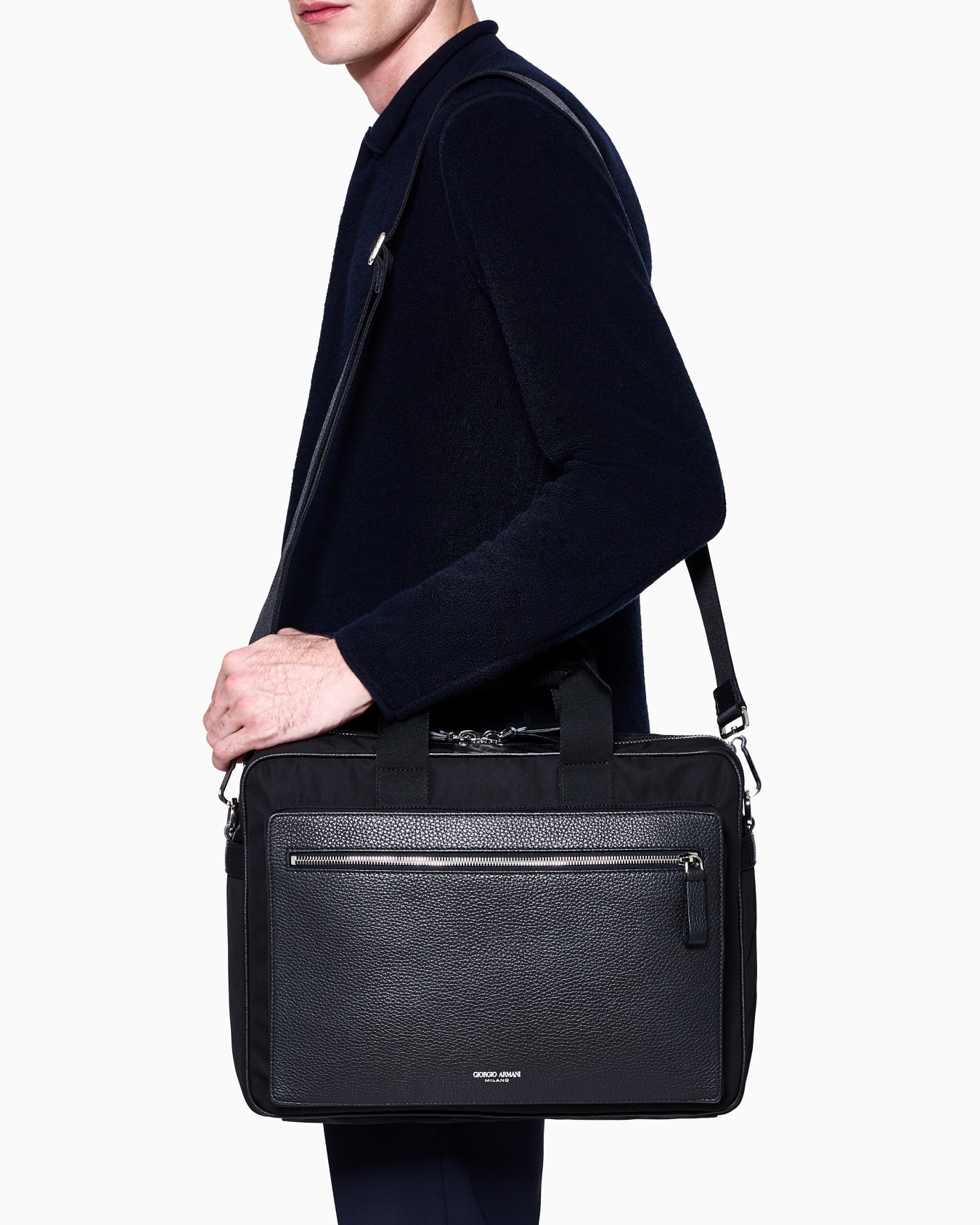 Briefcase in nylon e pelle granata ASV Slide 6