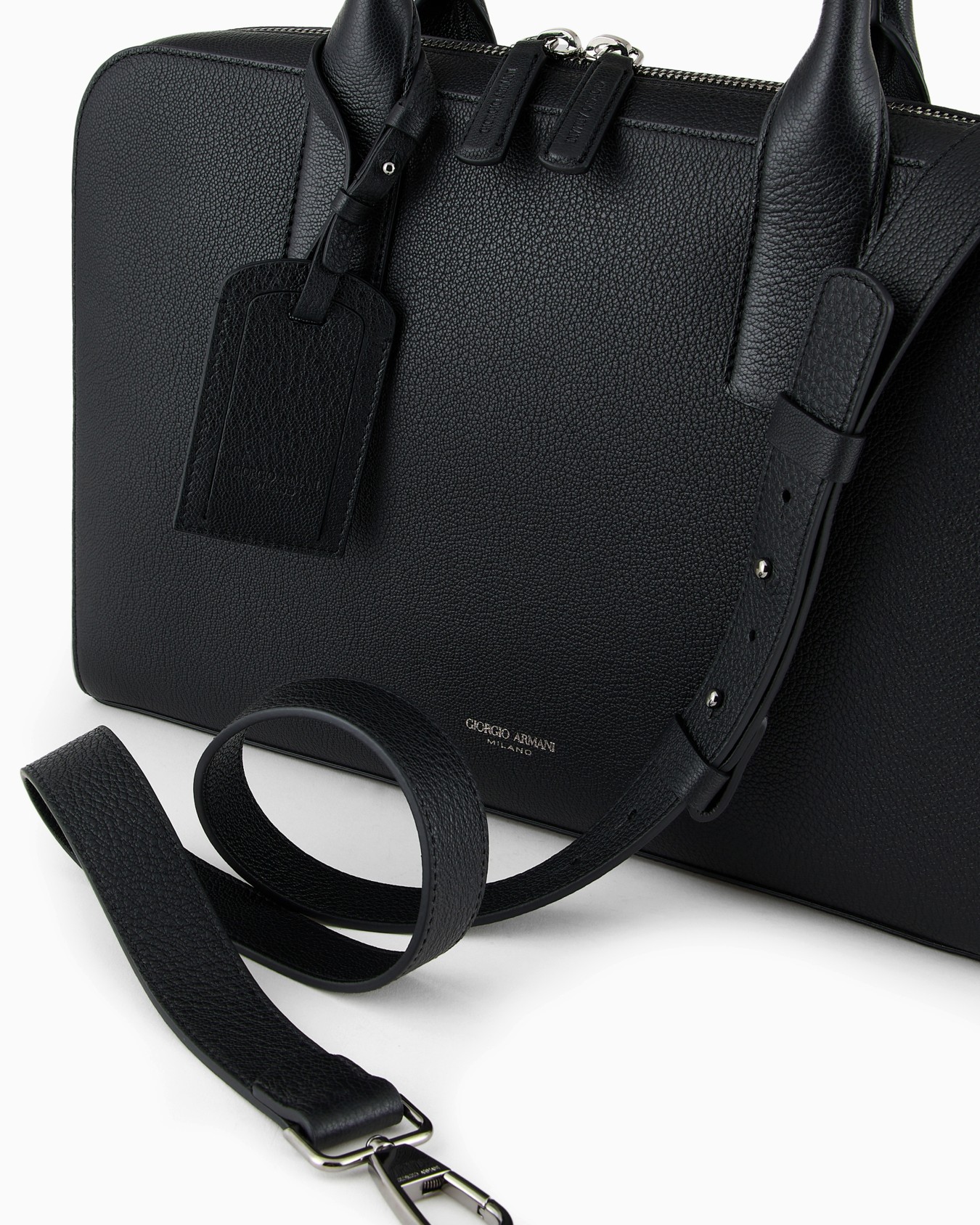 Pebbled leather briefcase Slide 4