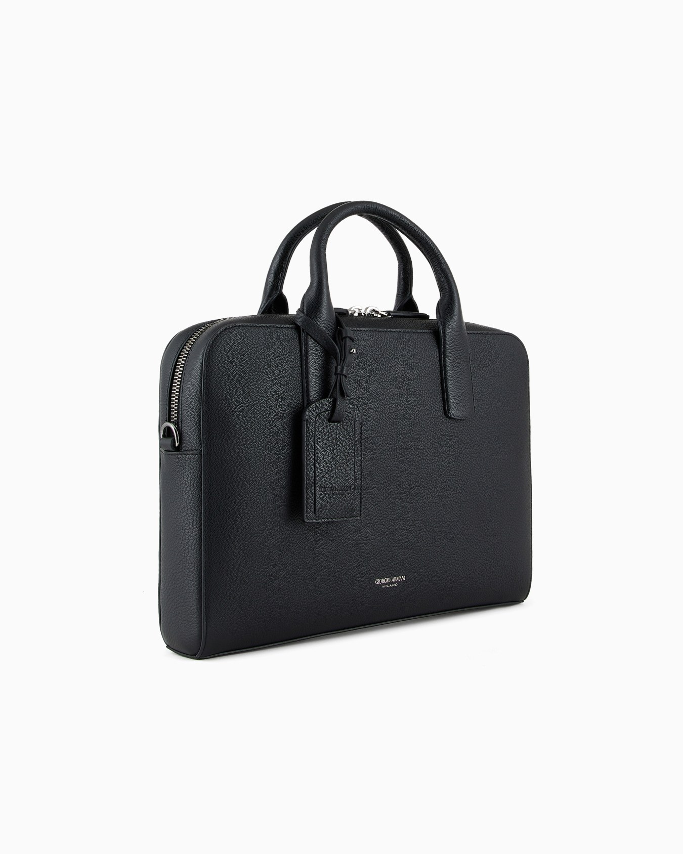 Pebbled leather briefcase Slide 1