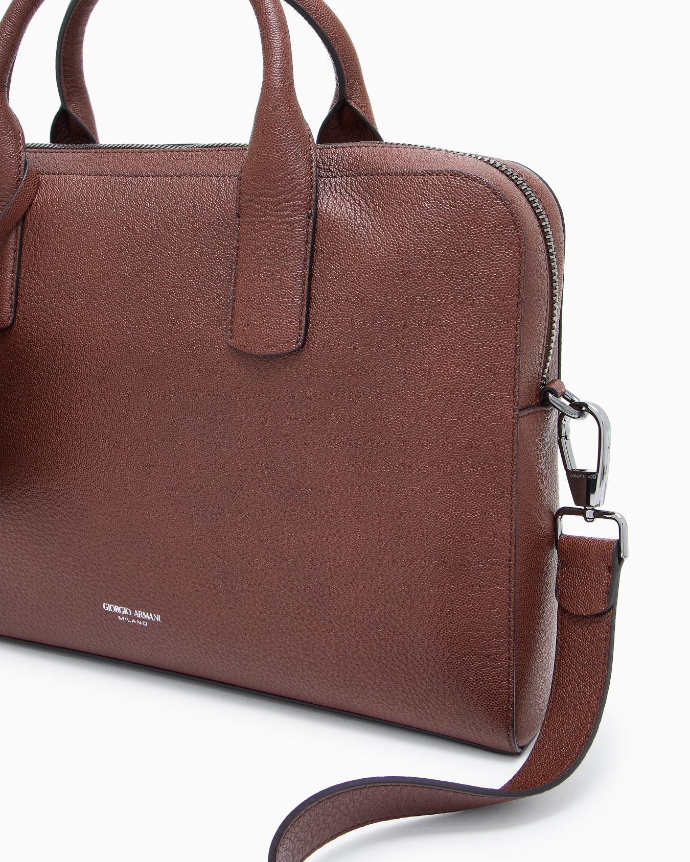Pebbled leather briefcase Slide 4
