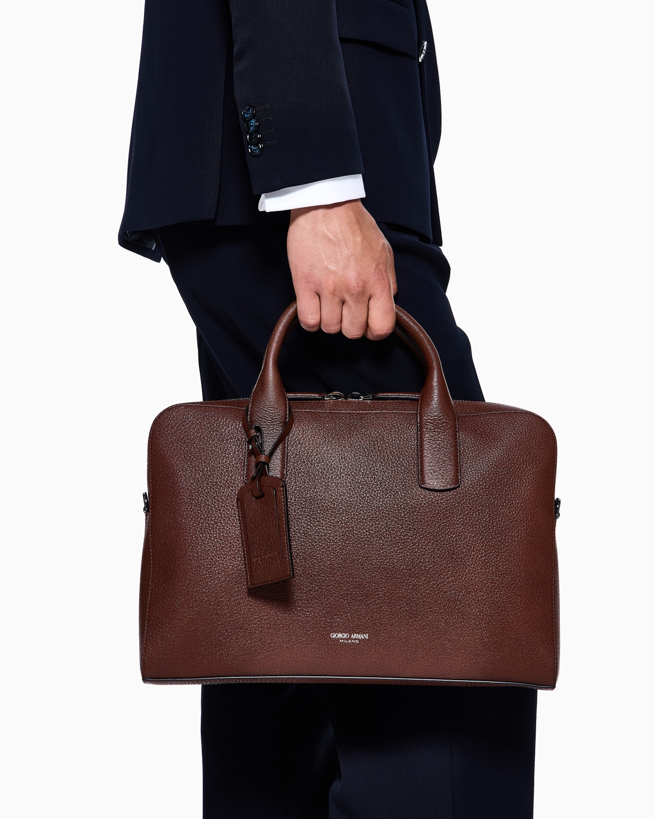 Pebbled leather briefcase Slide 5