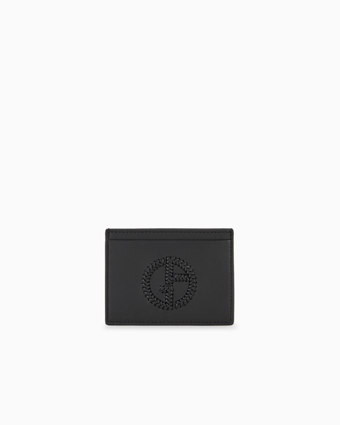 Portacarte in nappa con logo ricamato Slide 0