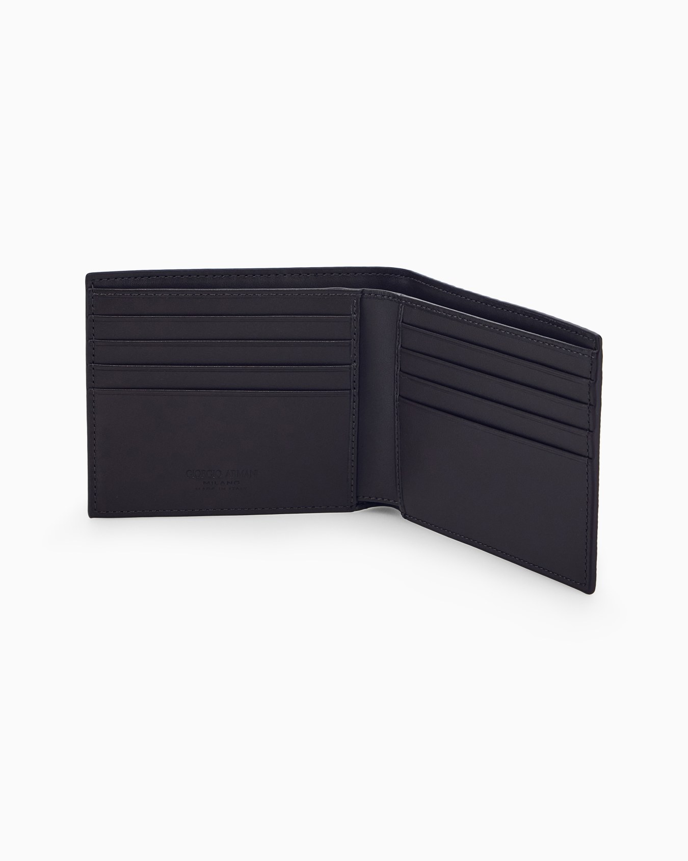 Cartera bifold de piel con estampado de ondas y logotipo Diapositiva 3
