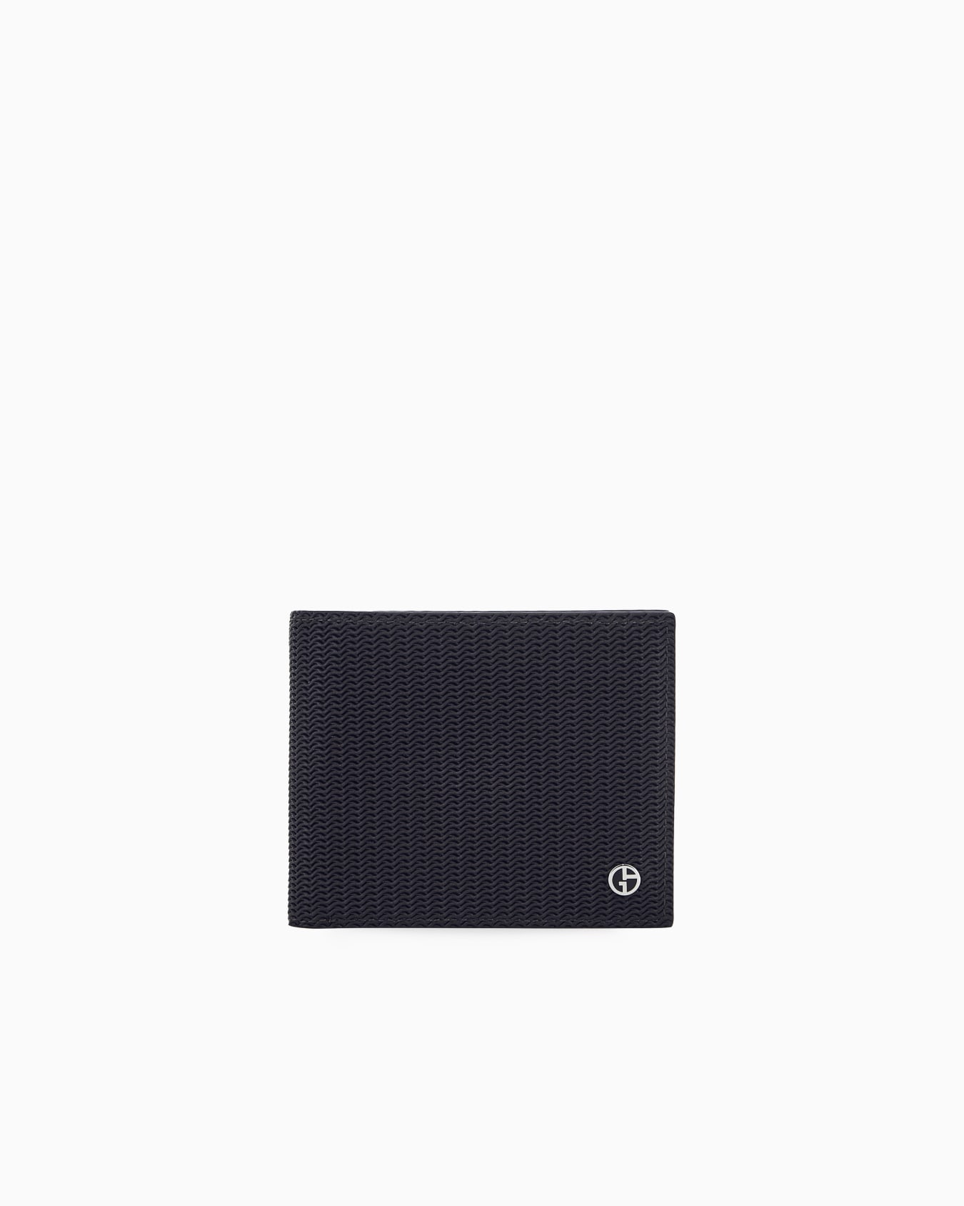 Cartera bifold de piel con estampado de ondas y logotipo Diapositiva 0