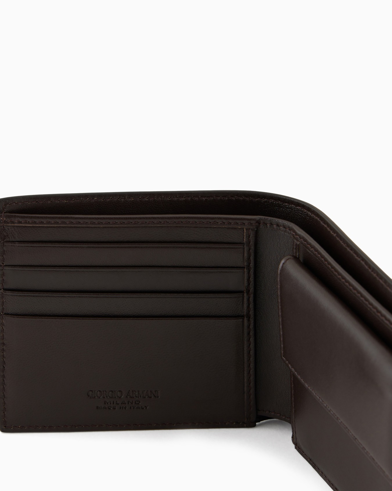 Leather bifold wallet with coin purse with embroidered logo Slide 3
