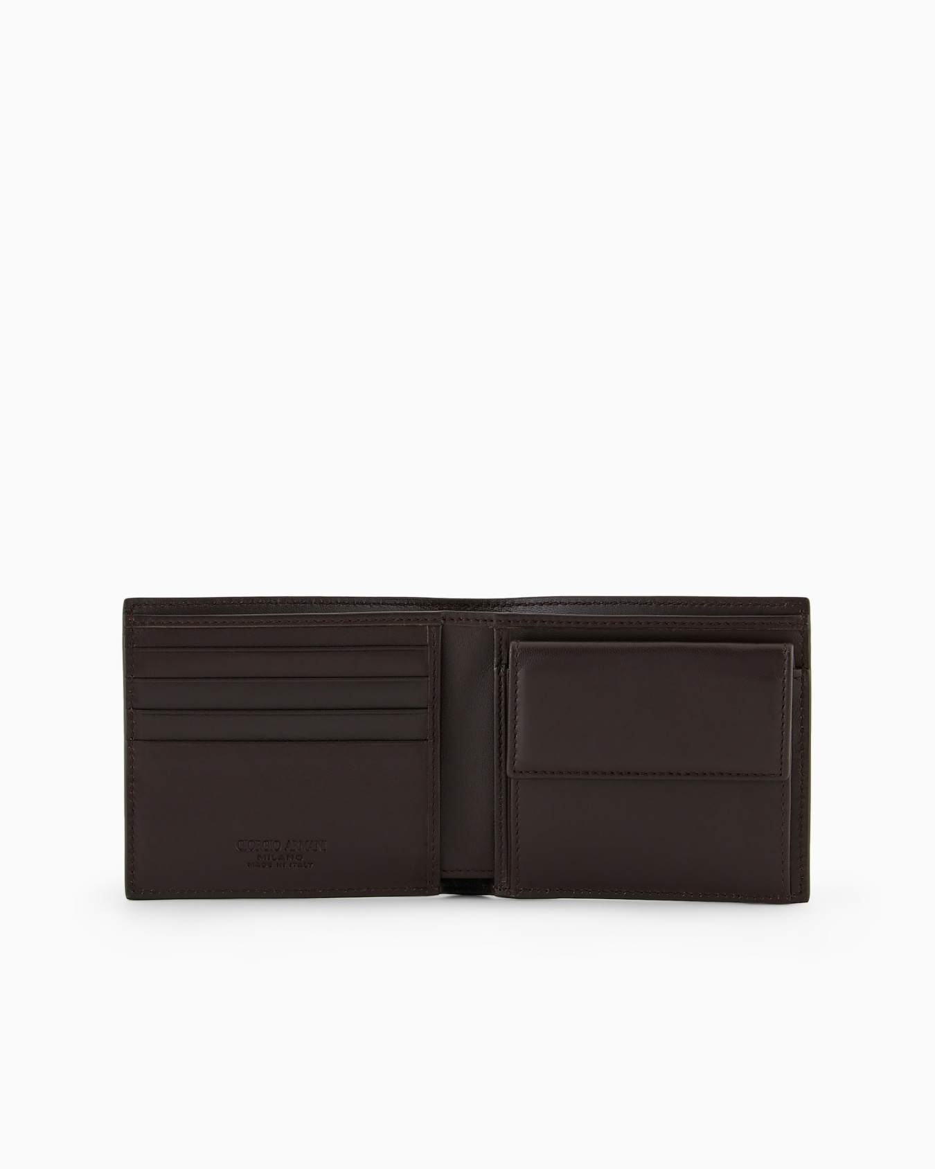 Leather bifold wallet with coin purse with embroidered logo Slide 2