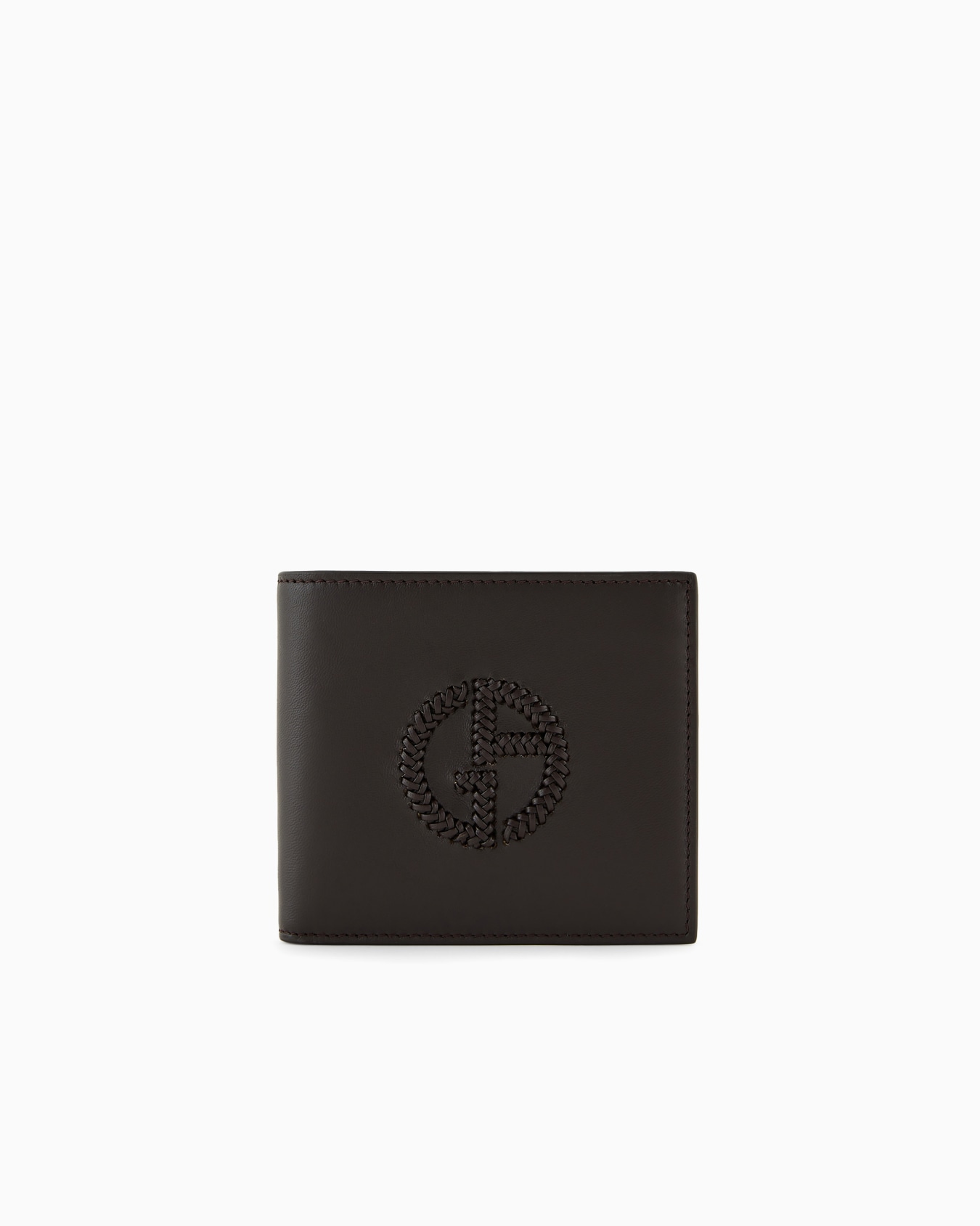 Leather bifold wallet with coin purse with embroidered logo Slide 0