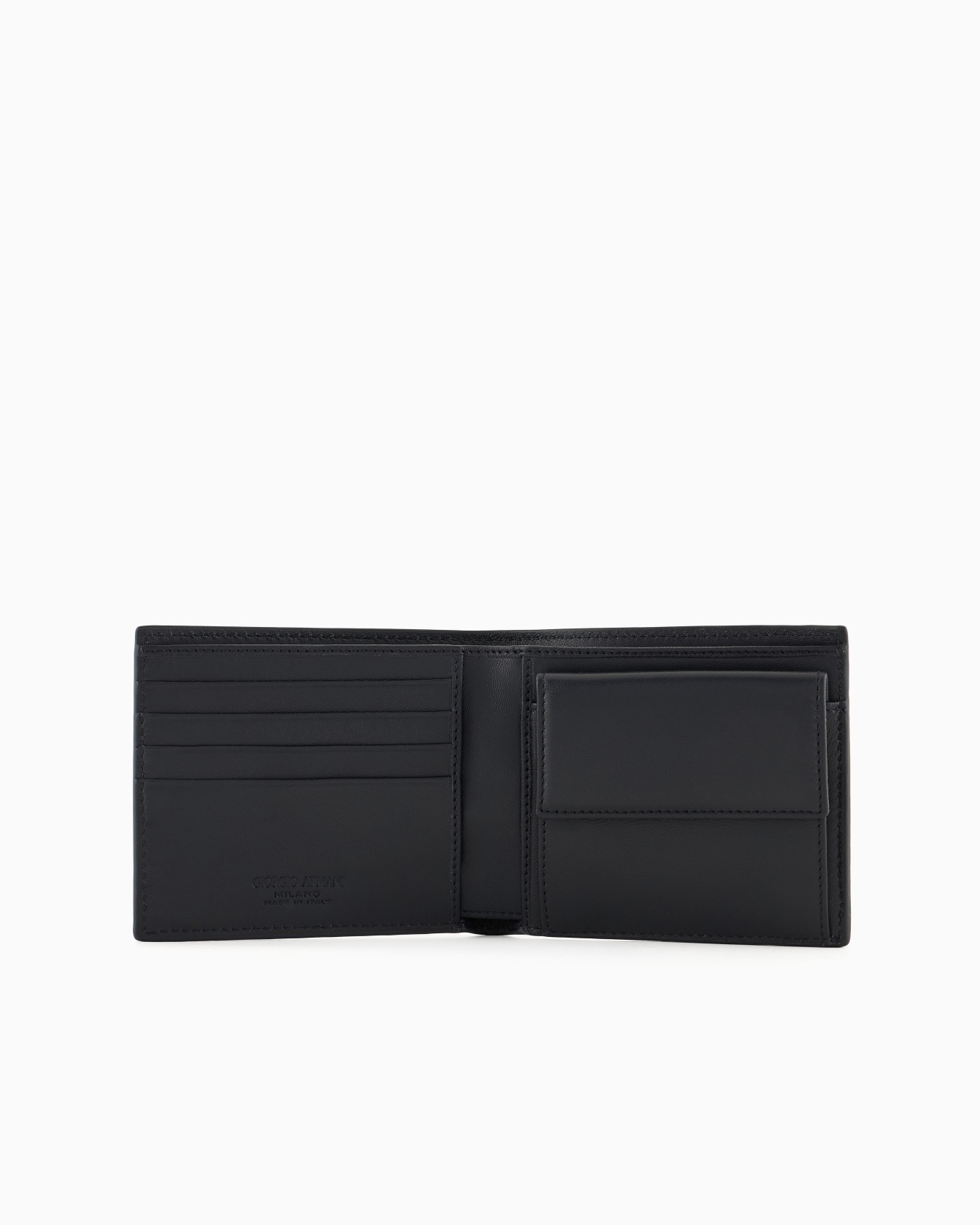 자수 로고 동전지갑 디테일 가죽 바이폴드 지갑 슬라이드 2