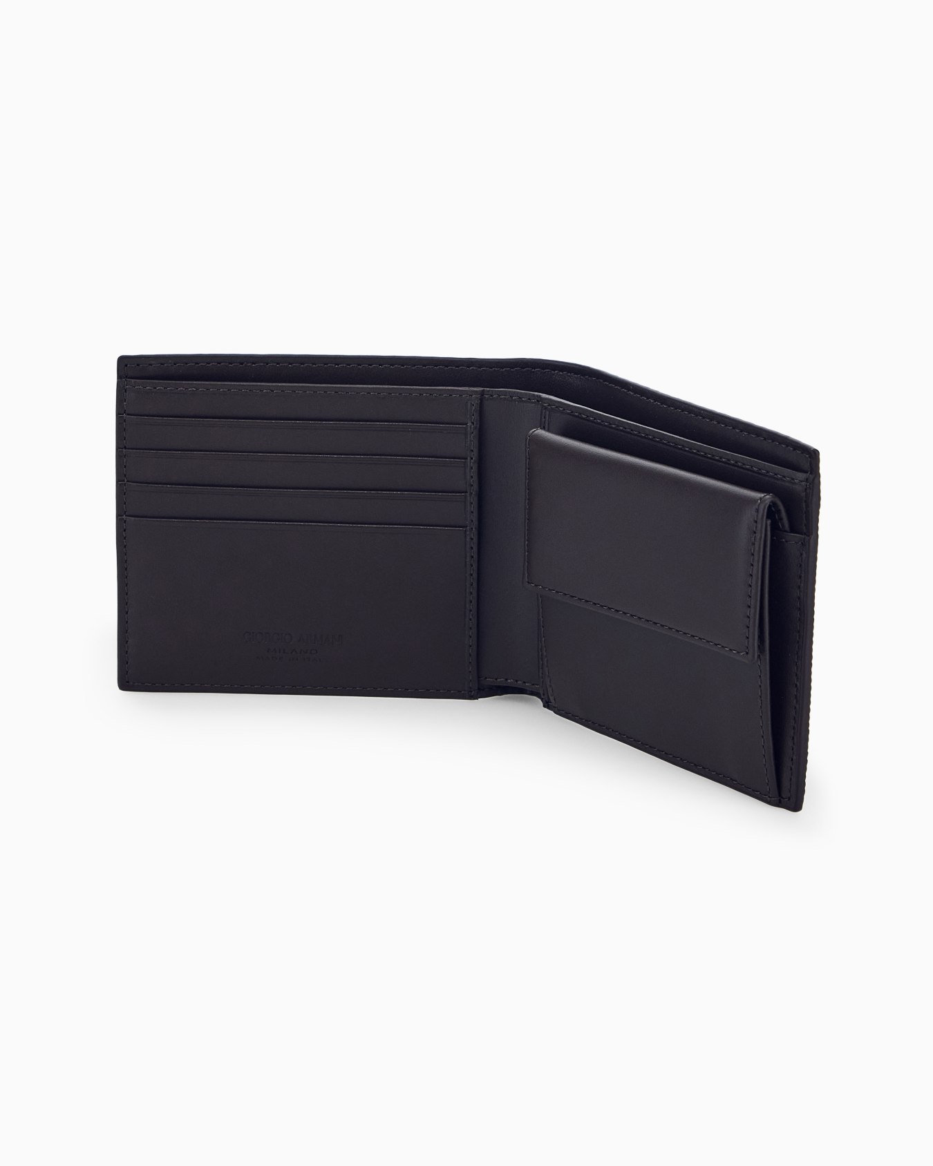 Bi-fold wallet in wave print leather with embossed logo Slide 3