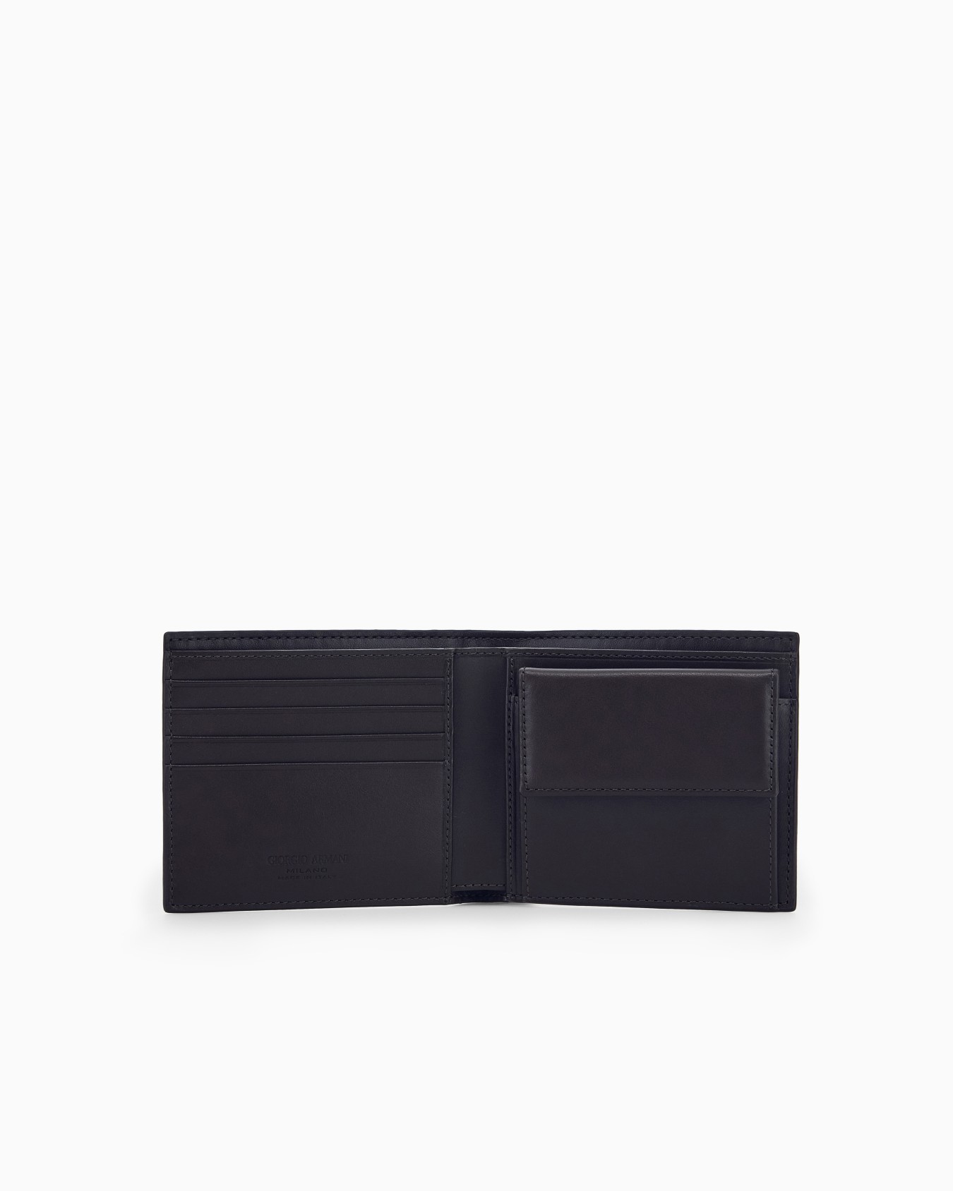 Bi-fold wallet in wave print leather with embossed logo Slide 2