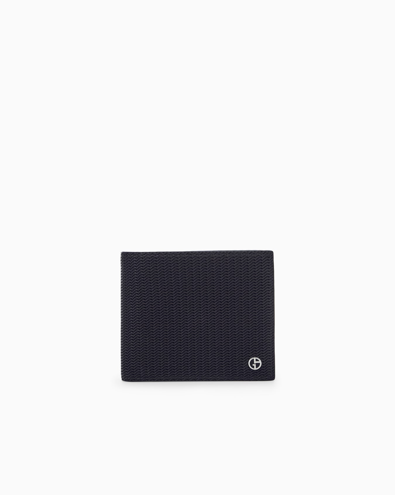 Bi-fold wallet in wave print leather with embossed logo Slide 0