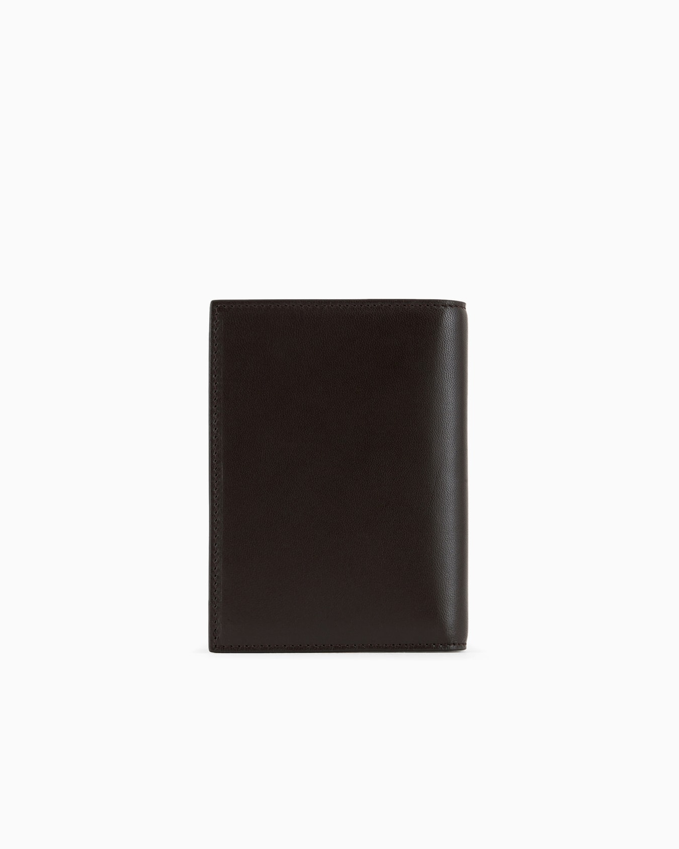 Leather bifold passport holder with embroidered logo Slide 1