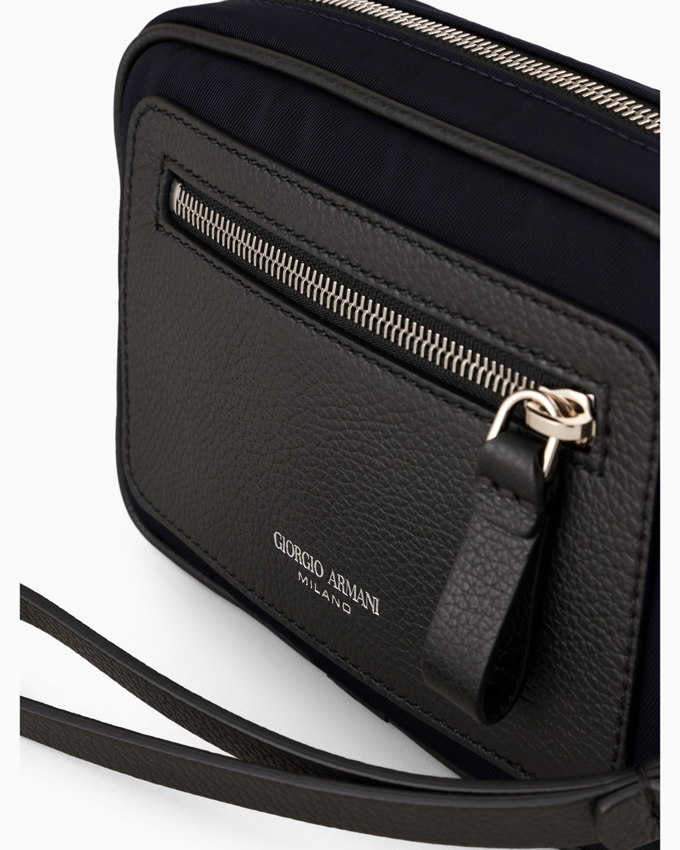 Nylon and pebbled leather pochette Slide 3