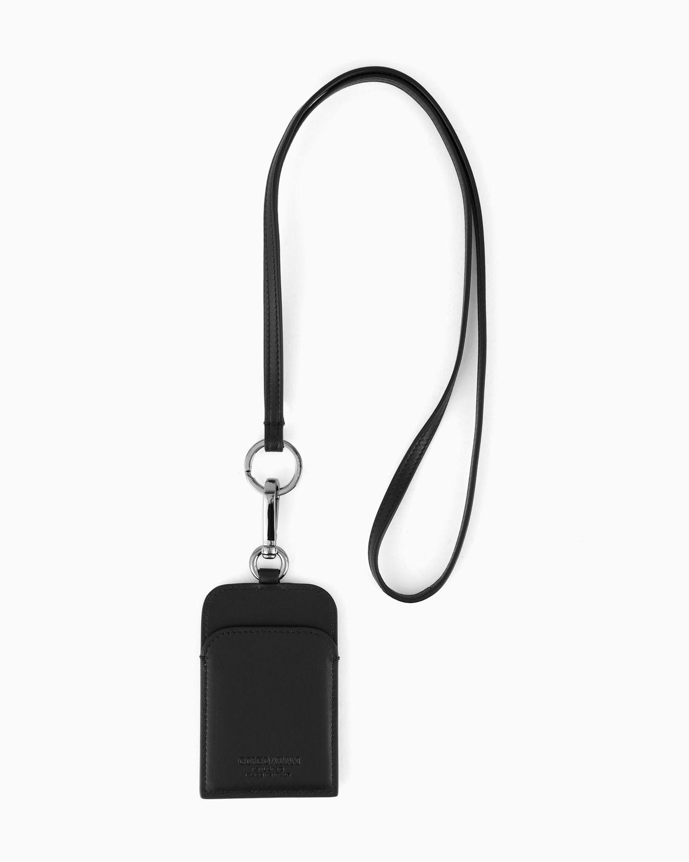 Leather badge holder with embroidered logo Slide 1