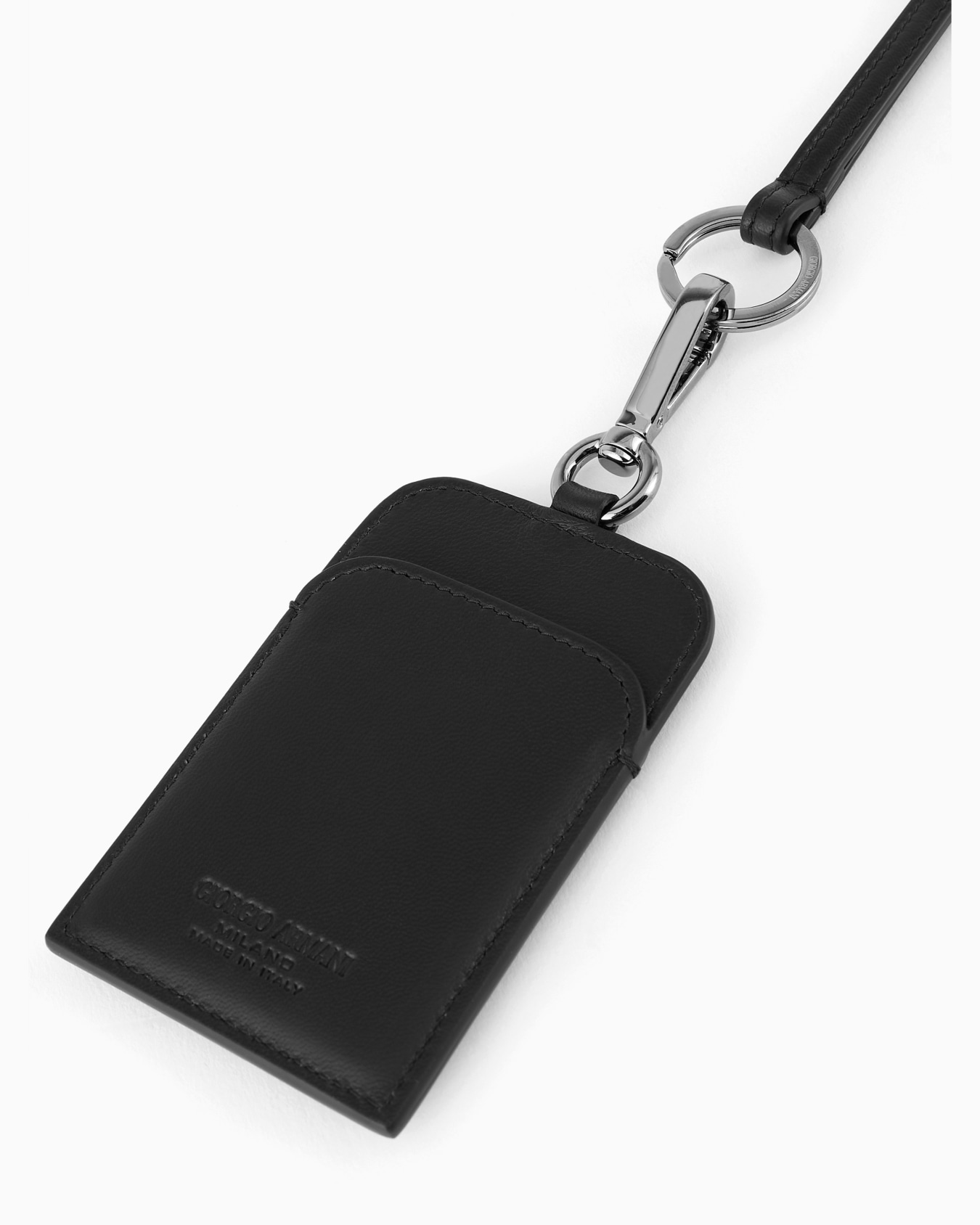 Leather badge holder with embroidered logo Slide 2