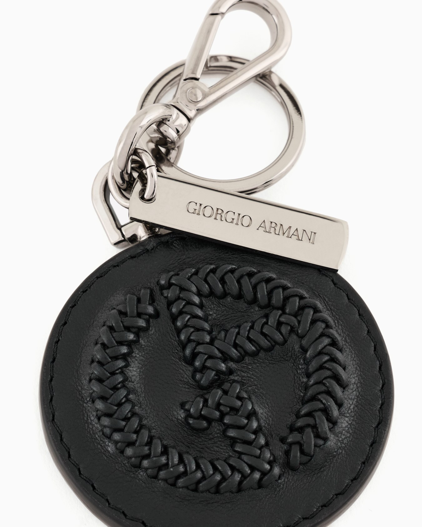 Nappa leather keyring with embroidered logo Slide 1