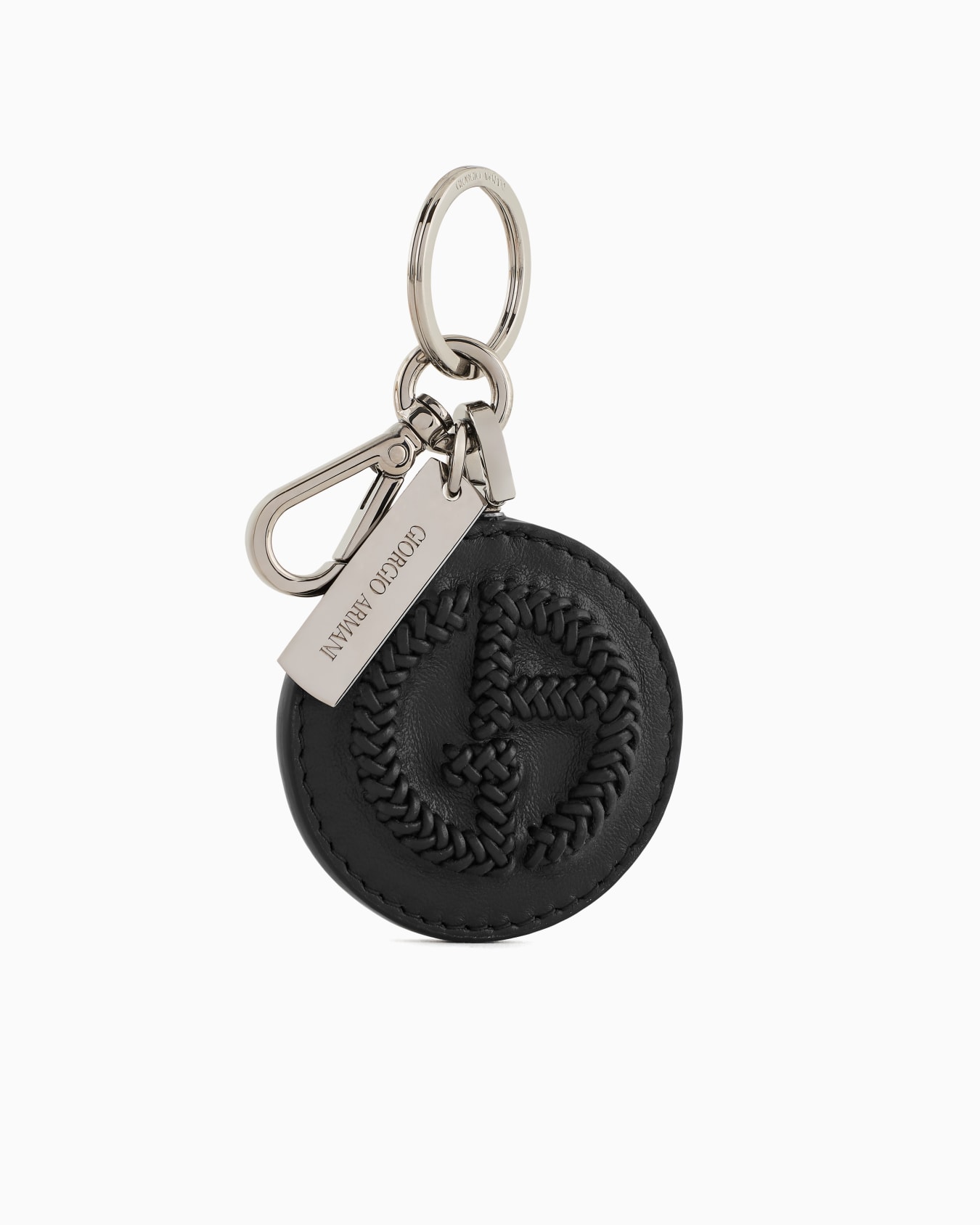 Nappa leather keyring with embroidered logo Slide 0