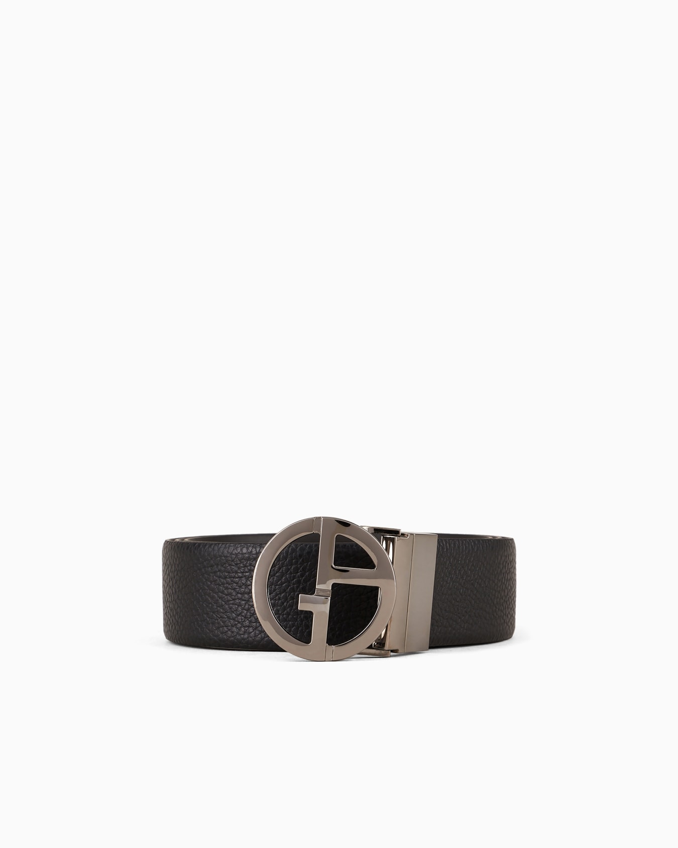 Reversible belt in smooth and pebbled leather Slide 0