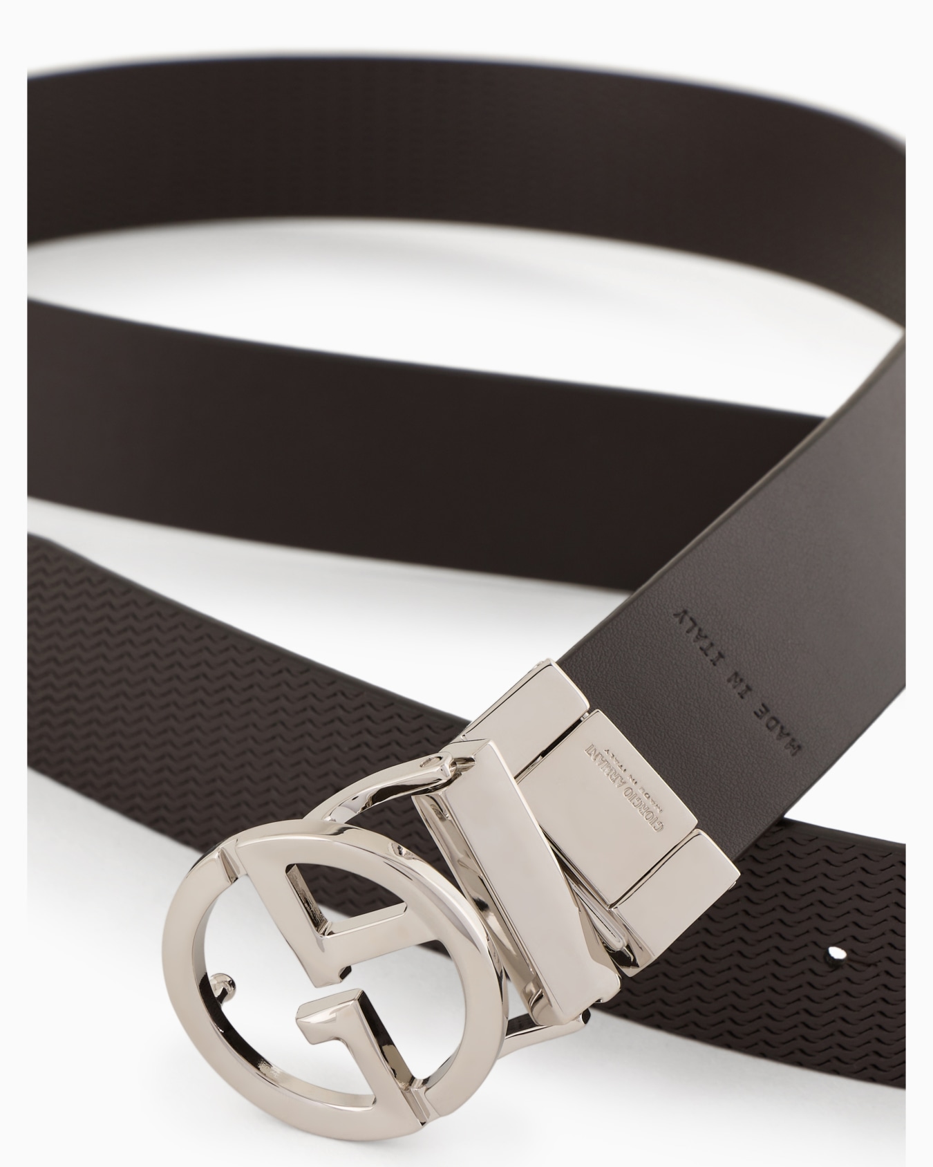 Printed leather belt with logo Slide 1