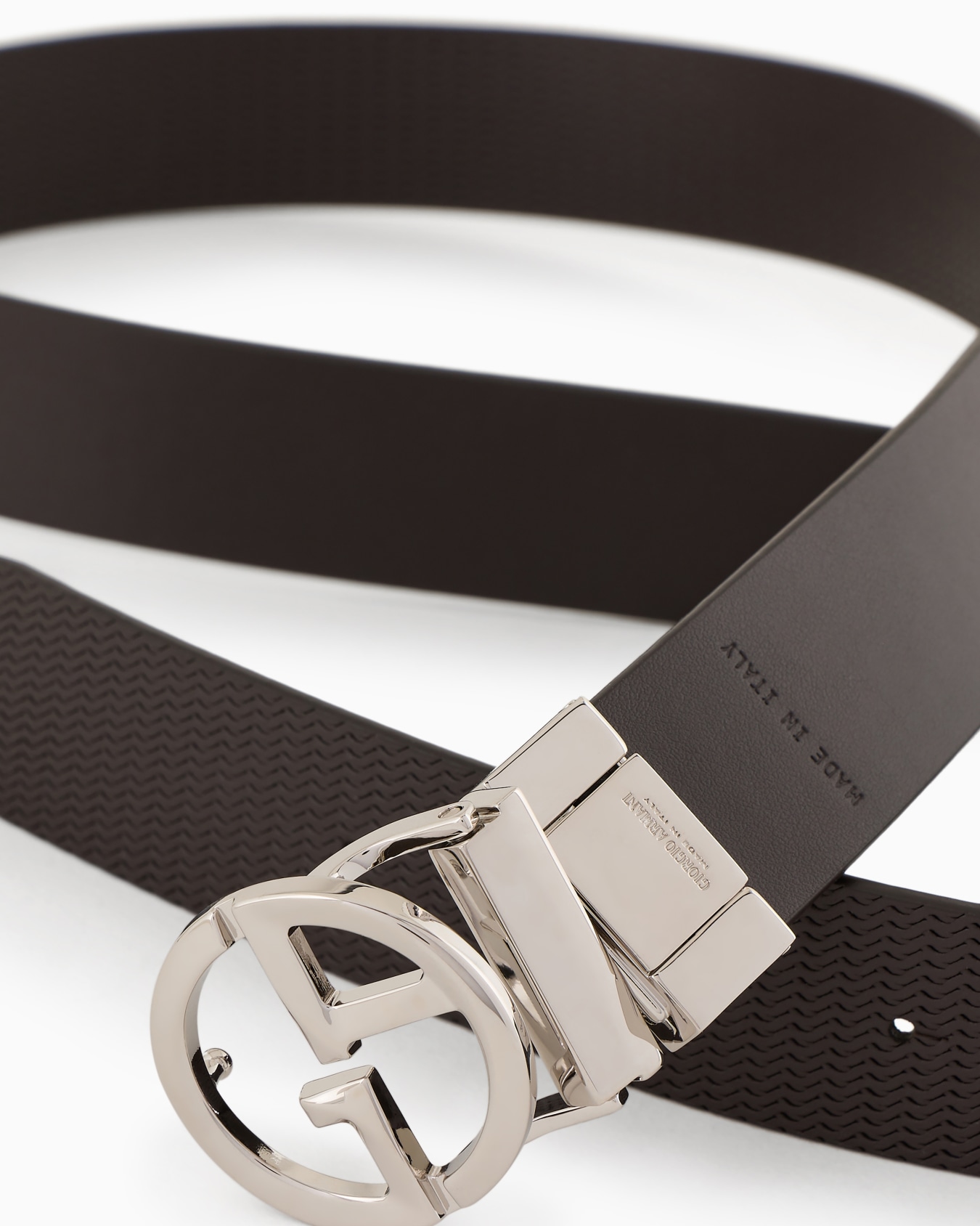 Printed leather belt with logo Slide 1