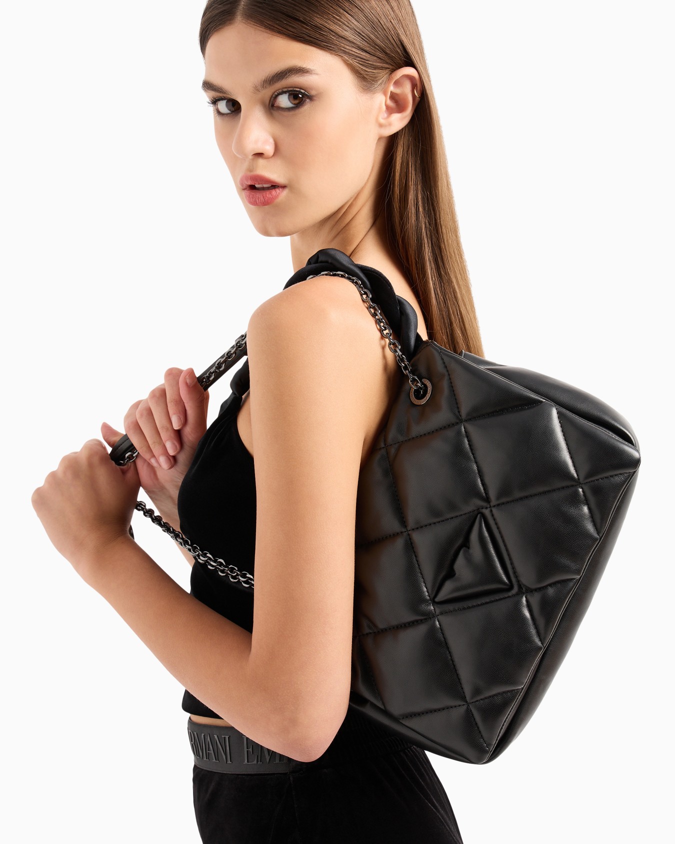 Quilted nappa leather-effect shopper bag with flap Slide 5