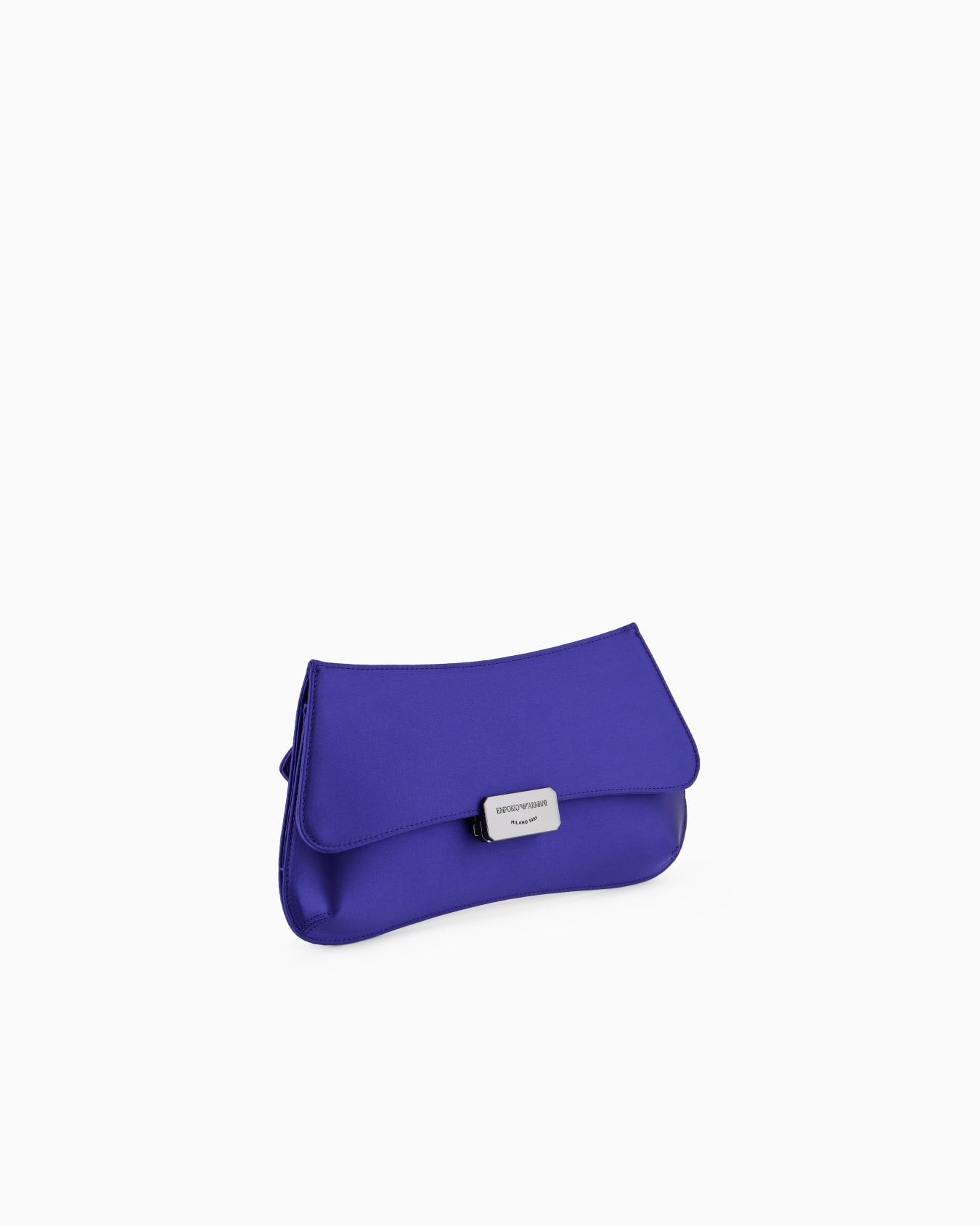 Satin clutch bag with chain strap Slide 1