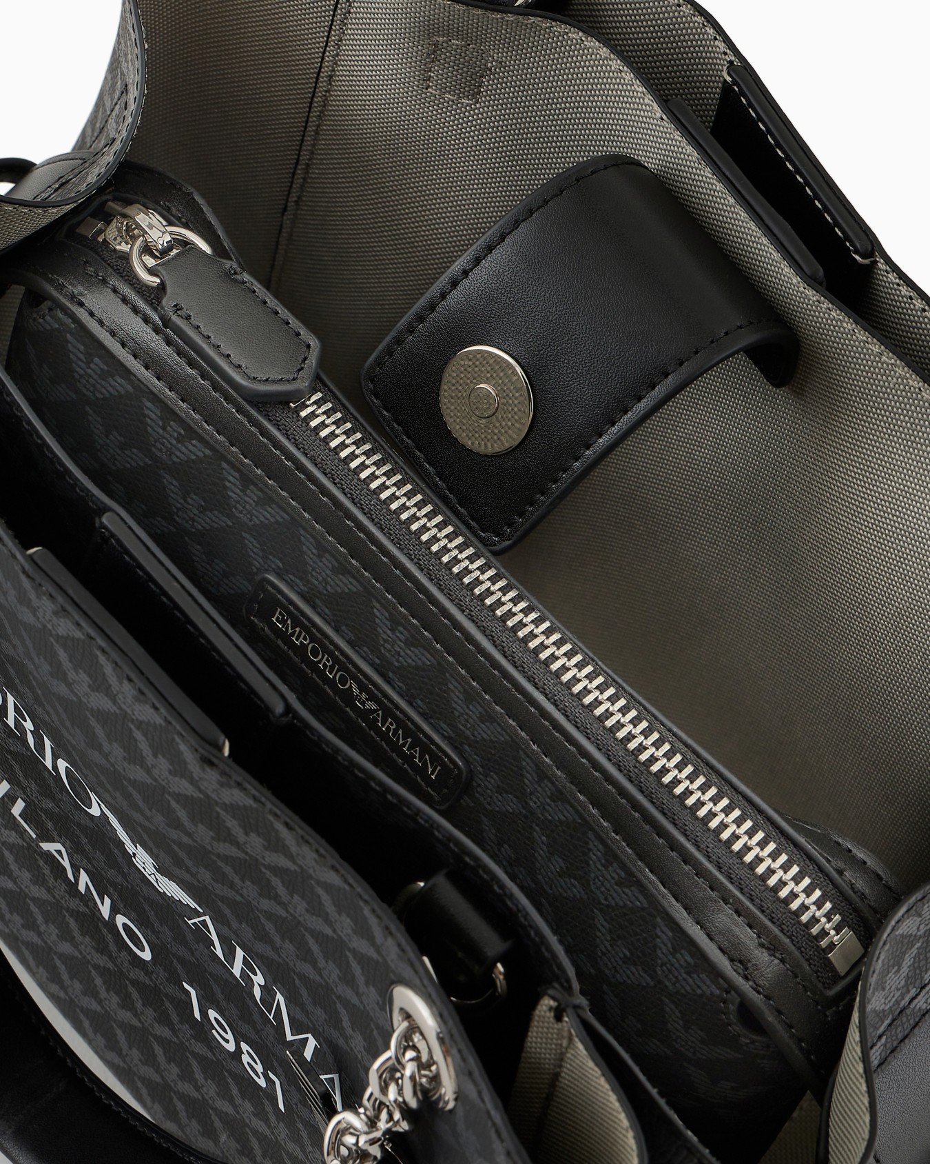 All-over eagle handbag with Milano 1981 logo print Slide 3