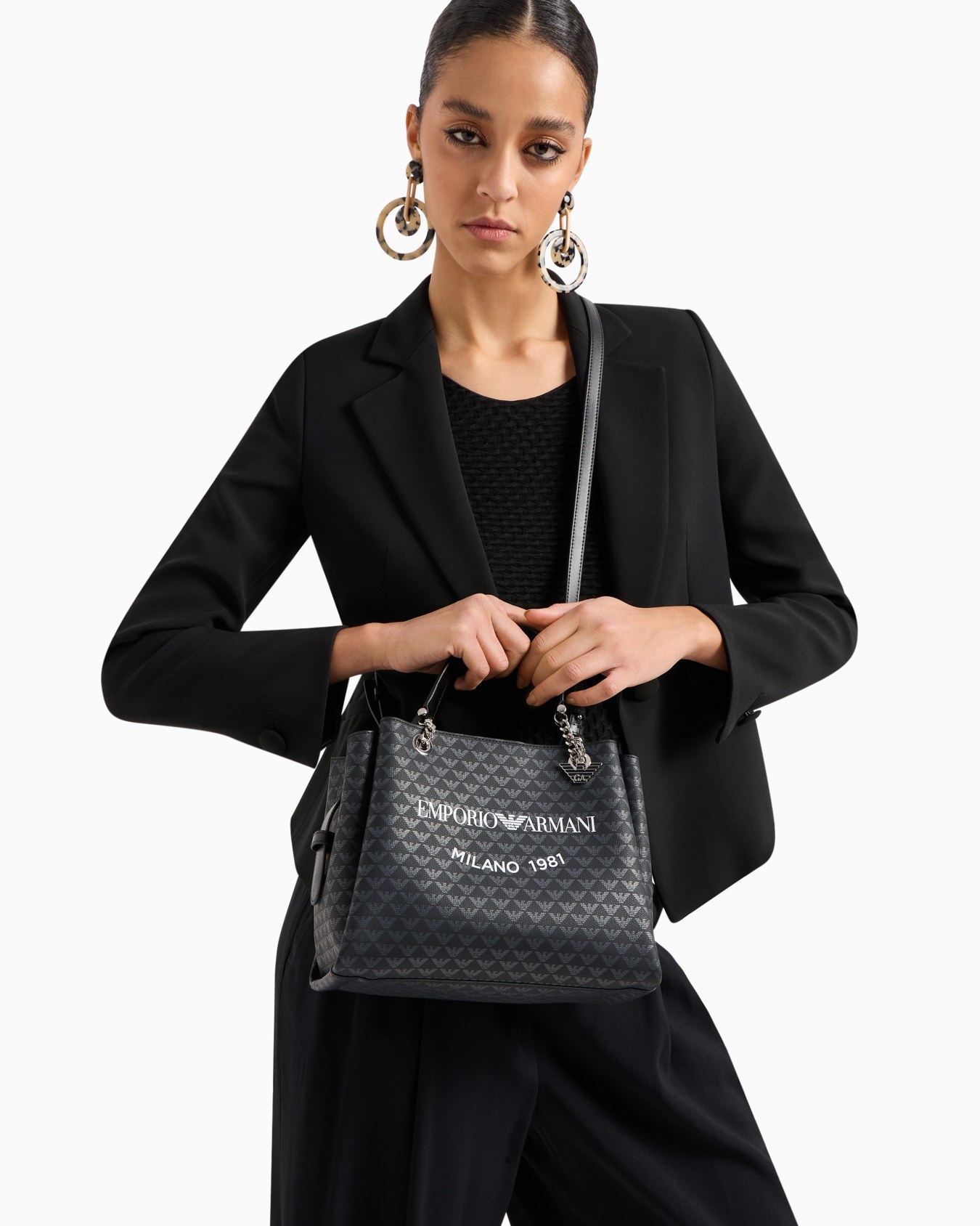 All-over eagle handbag with Milano 1981 logo print Slide 6