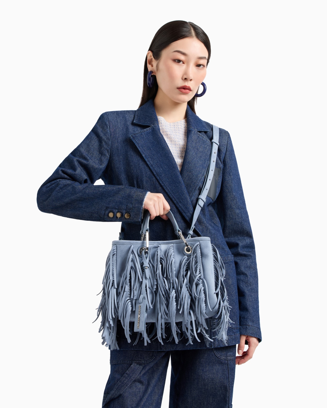 MyEA faux suede shopper bag with fringes Slide 7