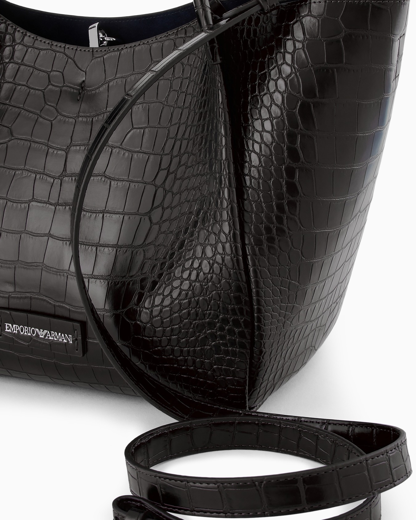 Shopper bag with mock-croc finish and logo charm Slide 4