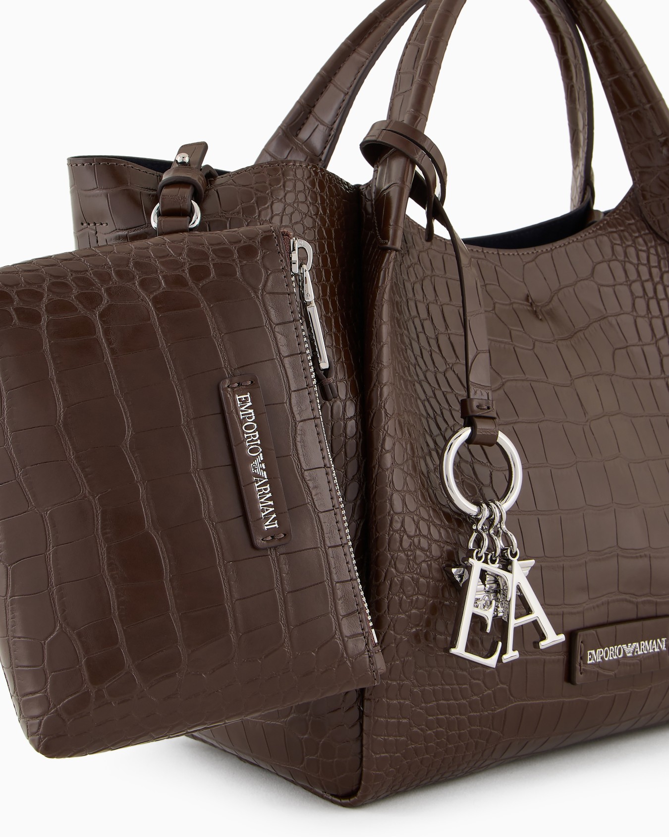 Shopper bag with mock-croc finish and logo charm Slide 5