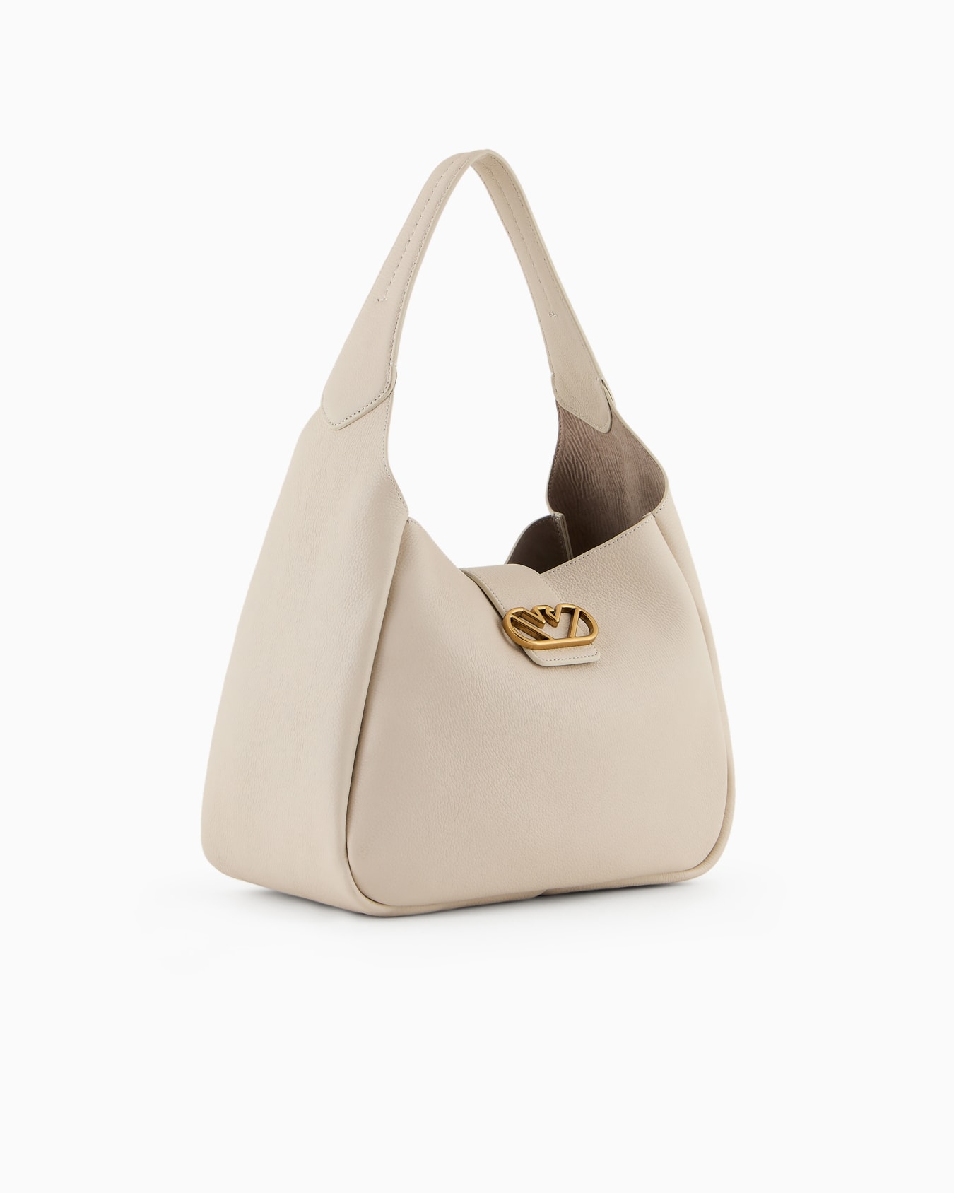 Leather hobo shoulder bag with eagle buckle Slide 1