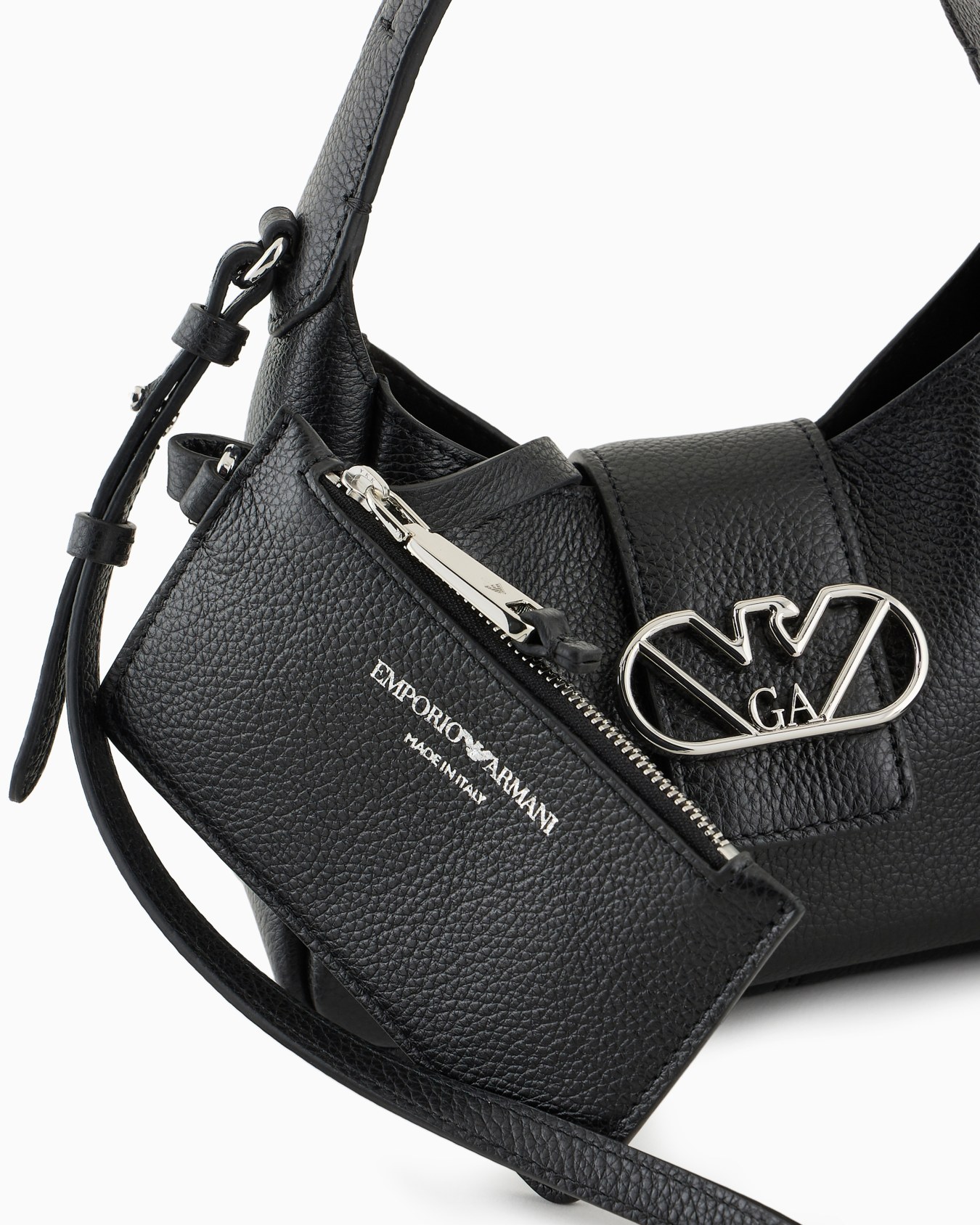Leather hobo handbag with eagle buckle Slide 5