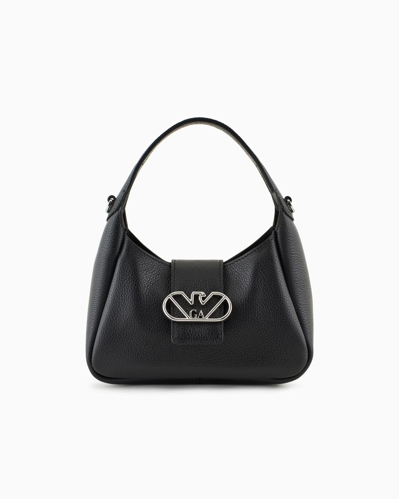 Leather hobo handbag with eagle buckle Slide 0
