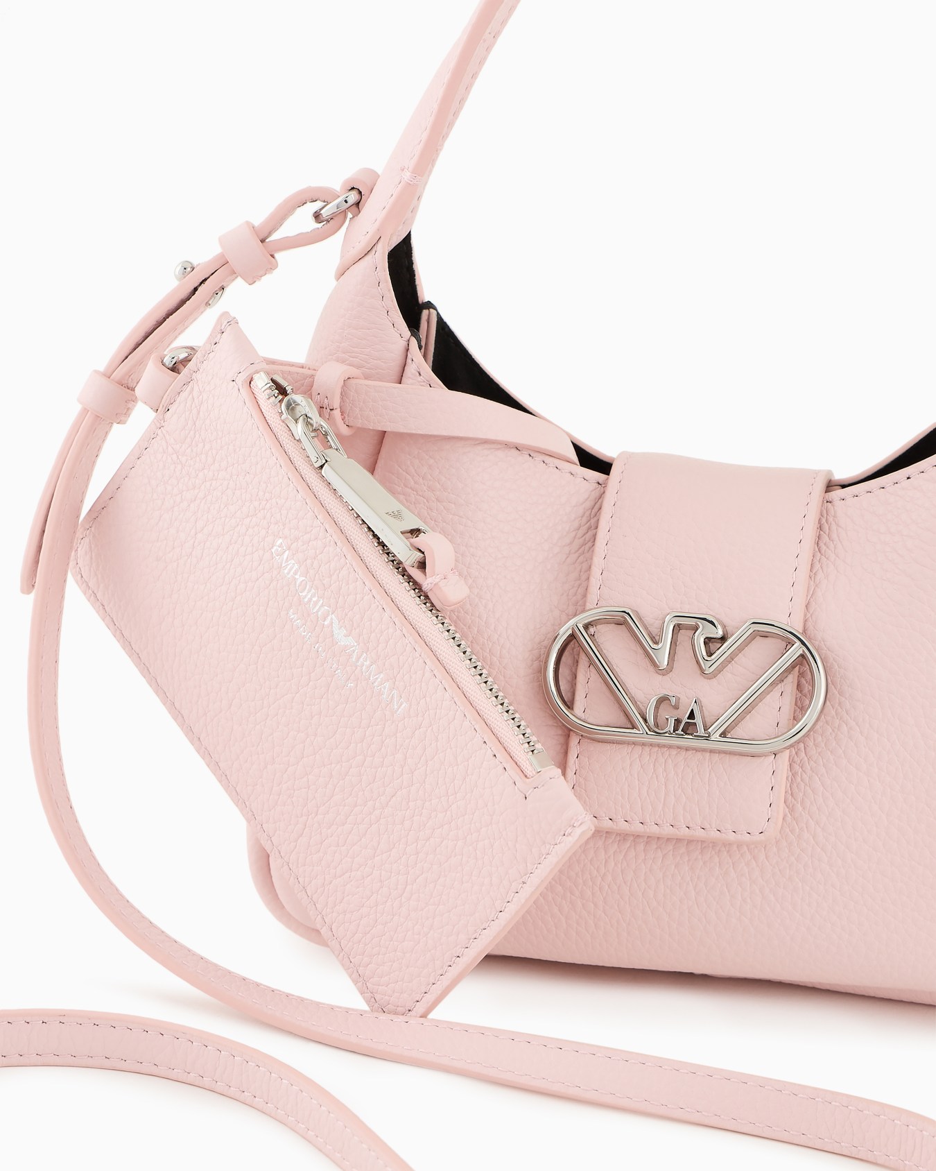 Leather hobo handbag with eagle buckle Slide 4