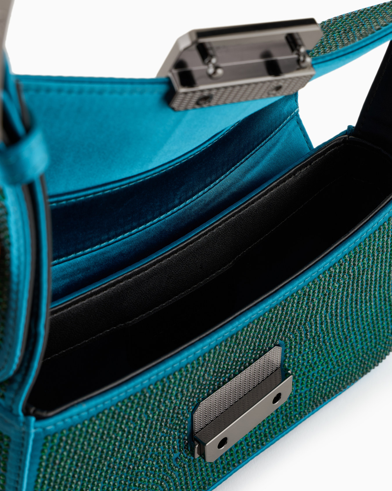 Satin shoulder bag with rhinestones Slide 3