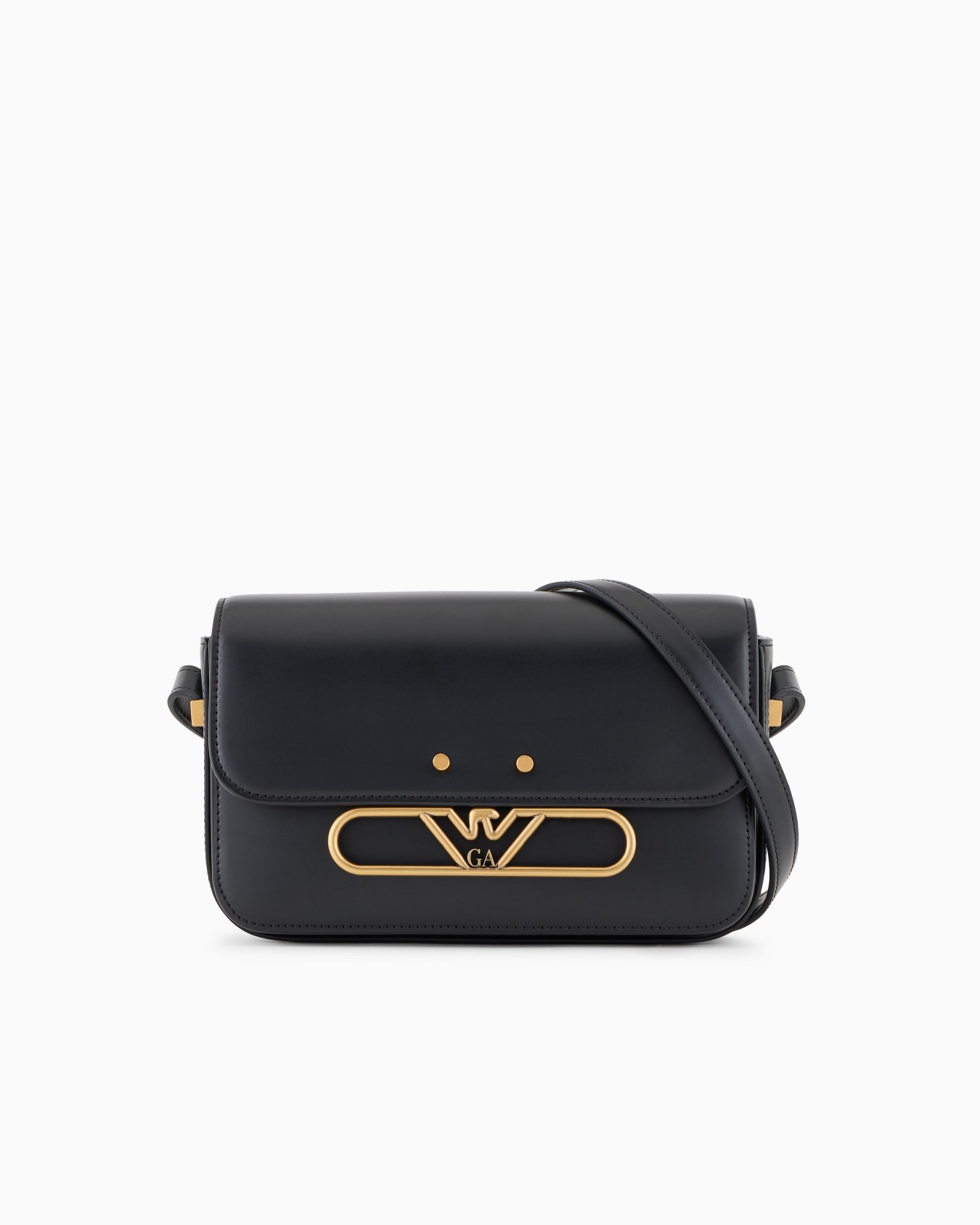 Smooth leather shoulder bag with metal eagle logo Slide 0