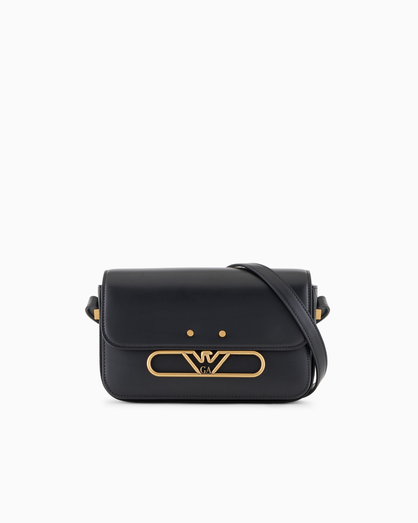 Smooth leather shoulder bag with metal eagle logo Slide 0