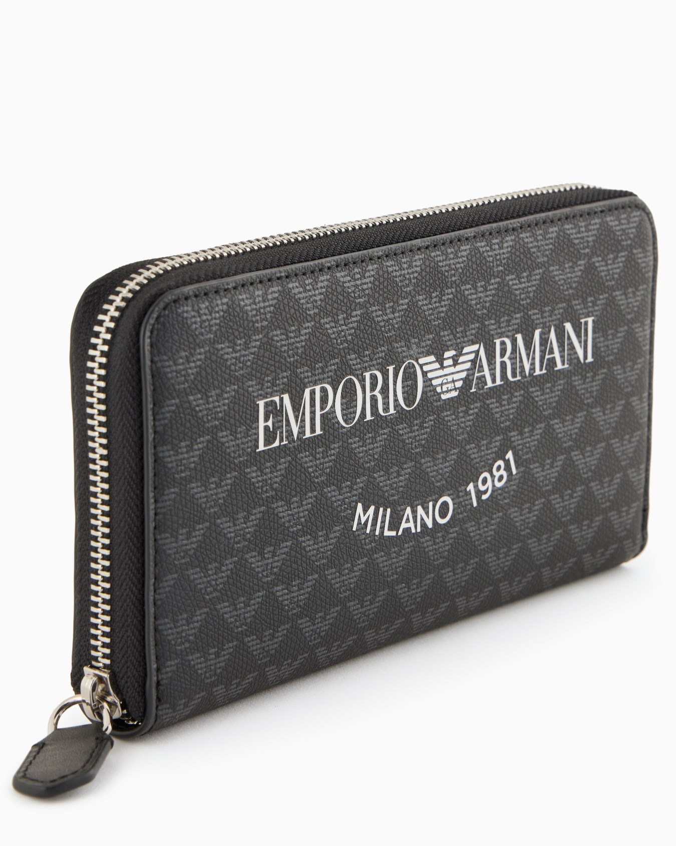 Zip-around wallet with all-over eagle and Milano 1981 logo print Slide 3