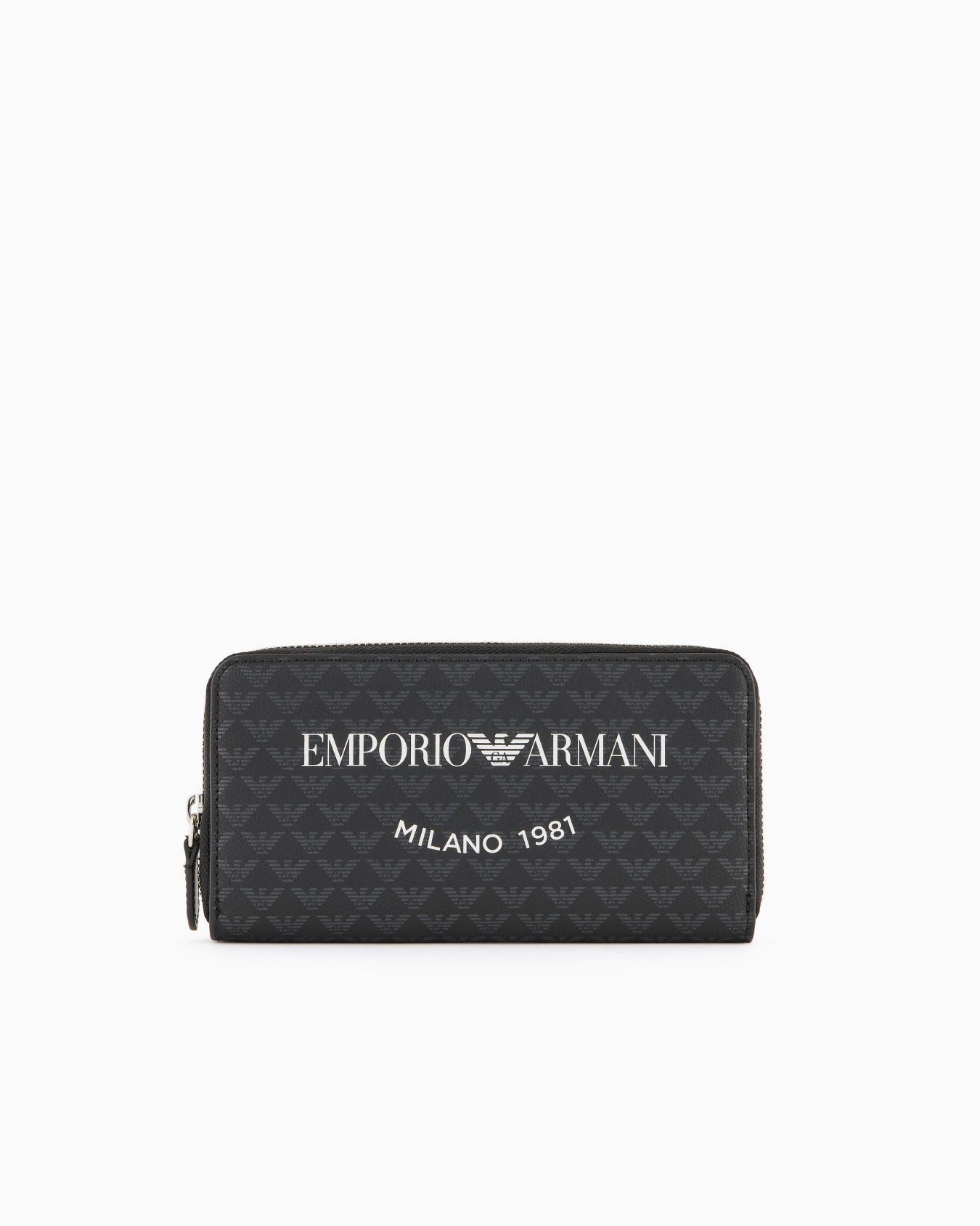 Zip-around wallet with all-over eagle and Milano 1981 logo print Slide 0
