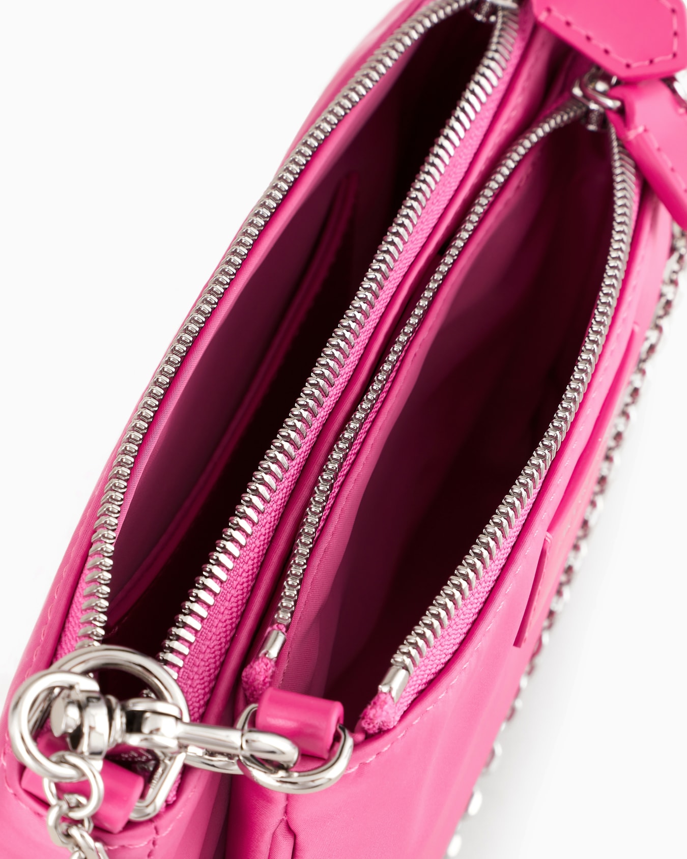 Mini bag doppia a tracolla in nylon satinato Slide 3