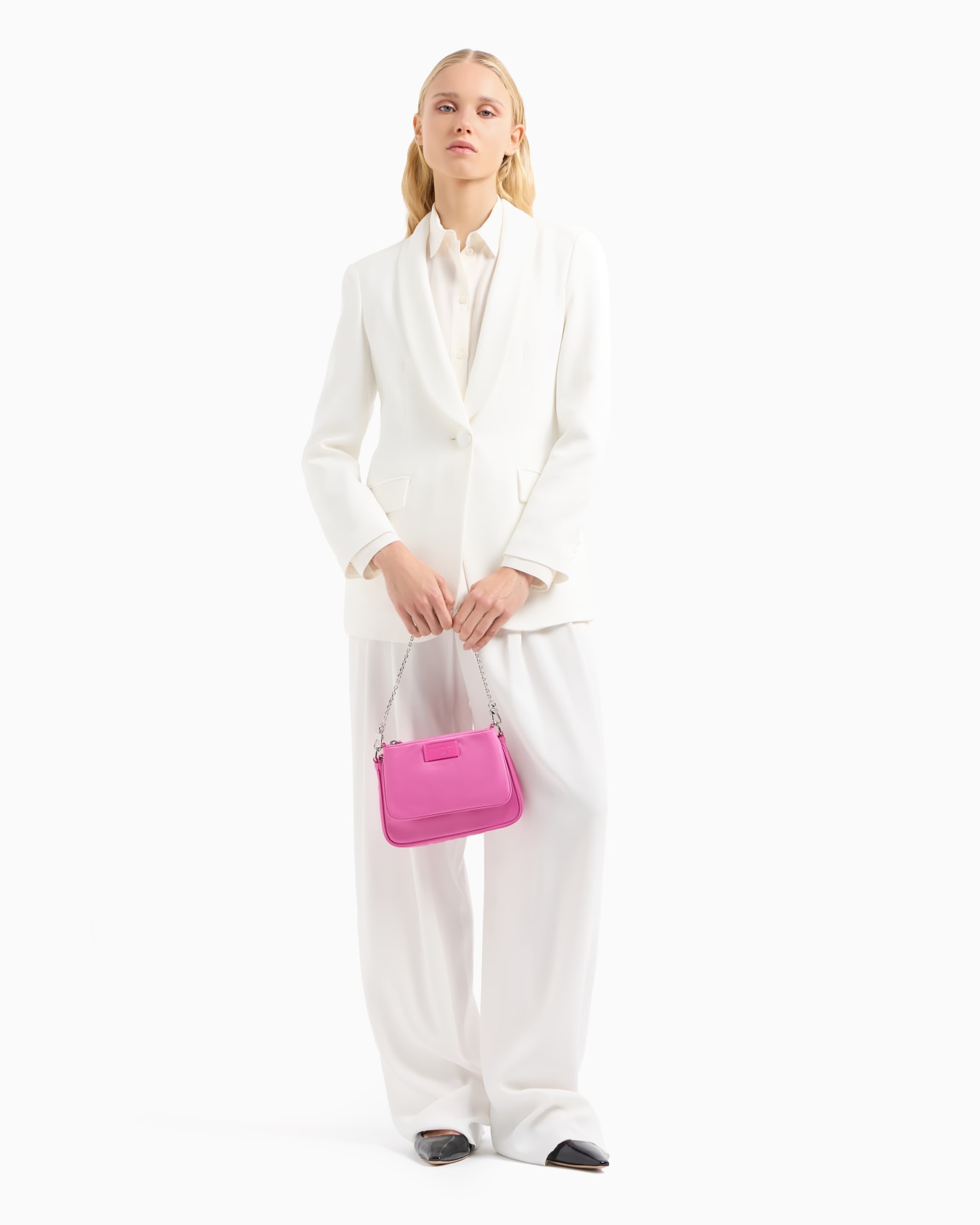 Mini bag doppia a tracolla in nylon satinato Slide 5