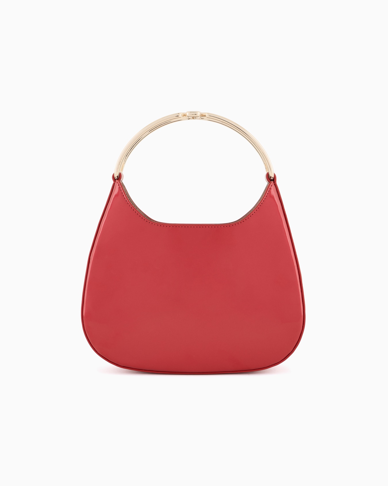 Borsa hobo piccola in vernice con manico logato in metallo Slide 2