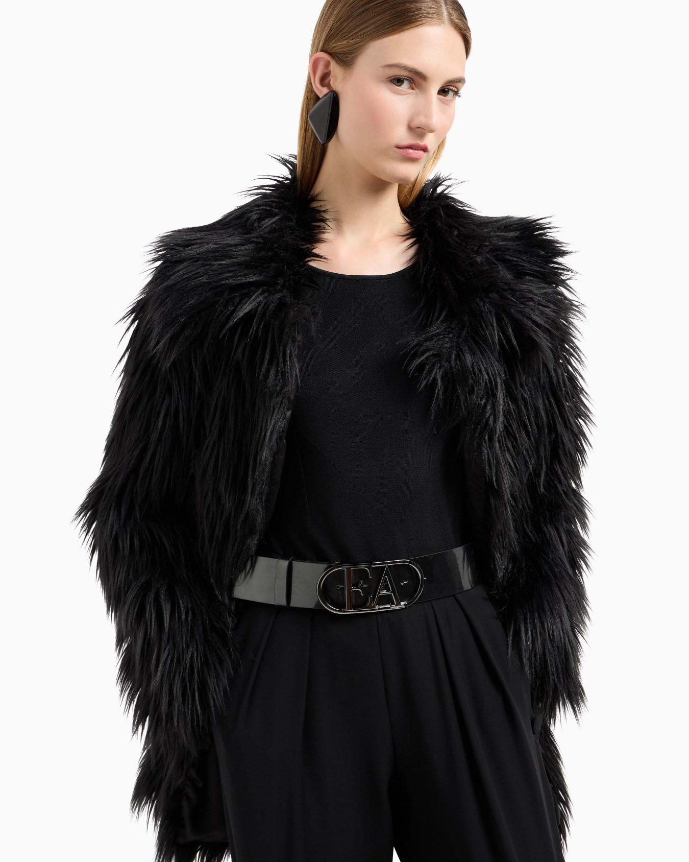 Ceinture taille haute en cuir verni avec boucle EA Diapositive 3