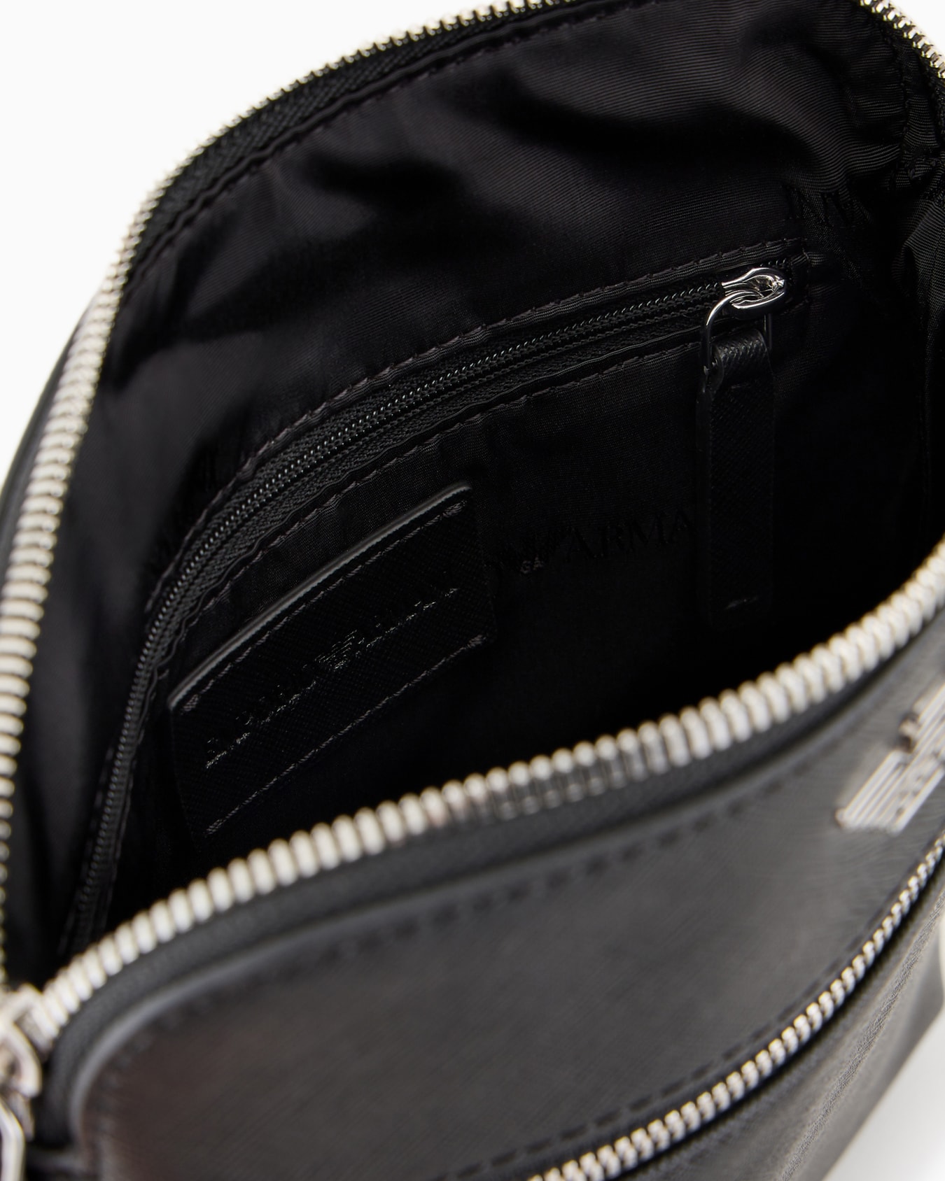 ASV regenerated Saffiano leather flat shoulder bag with eagle plate Slide 3