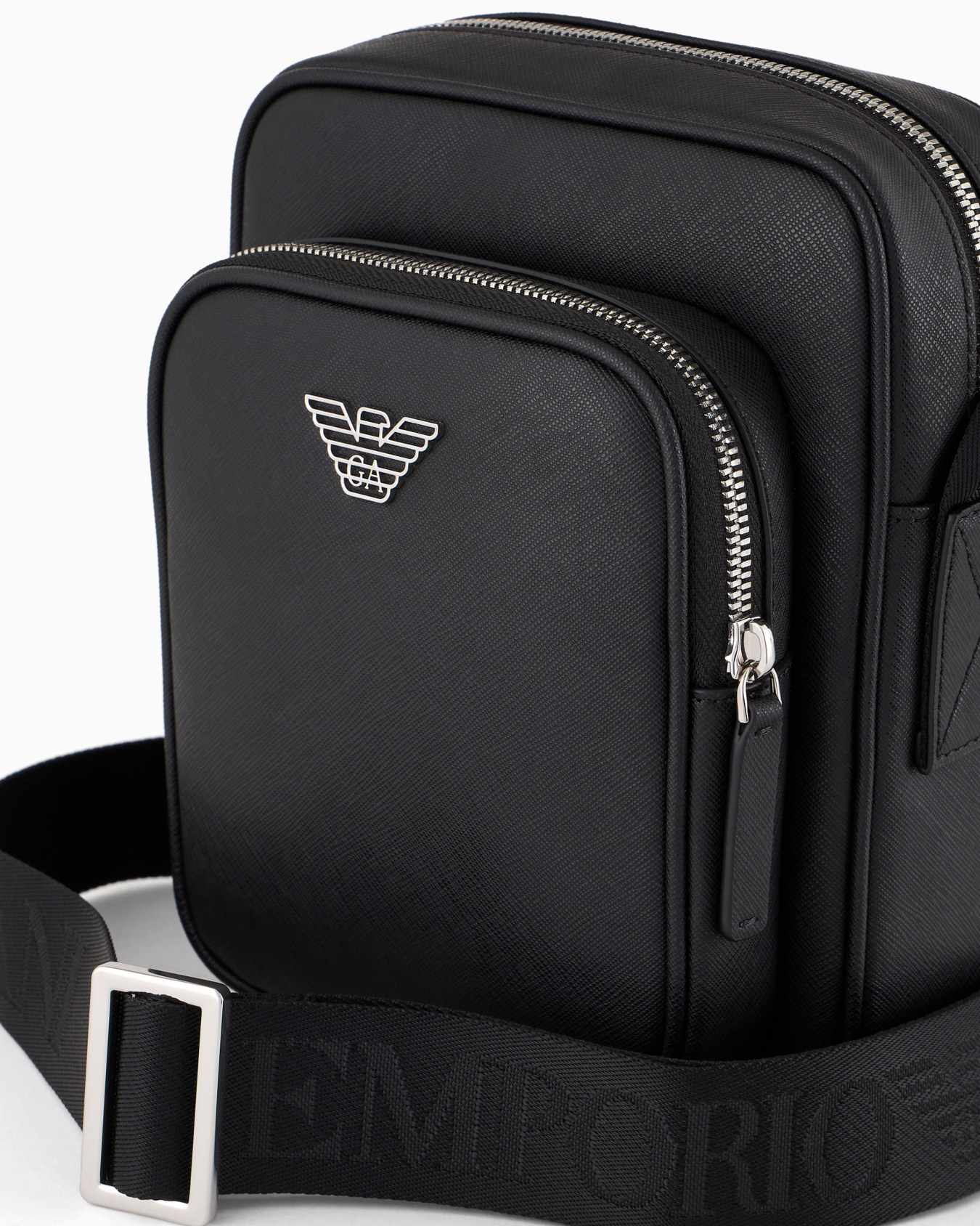 ASV regenerated Saffiano leather shoulder bag with eagle plate Slide 4