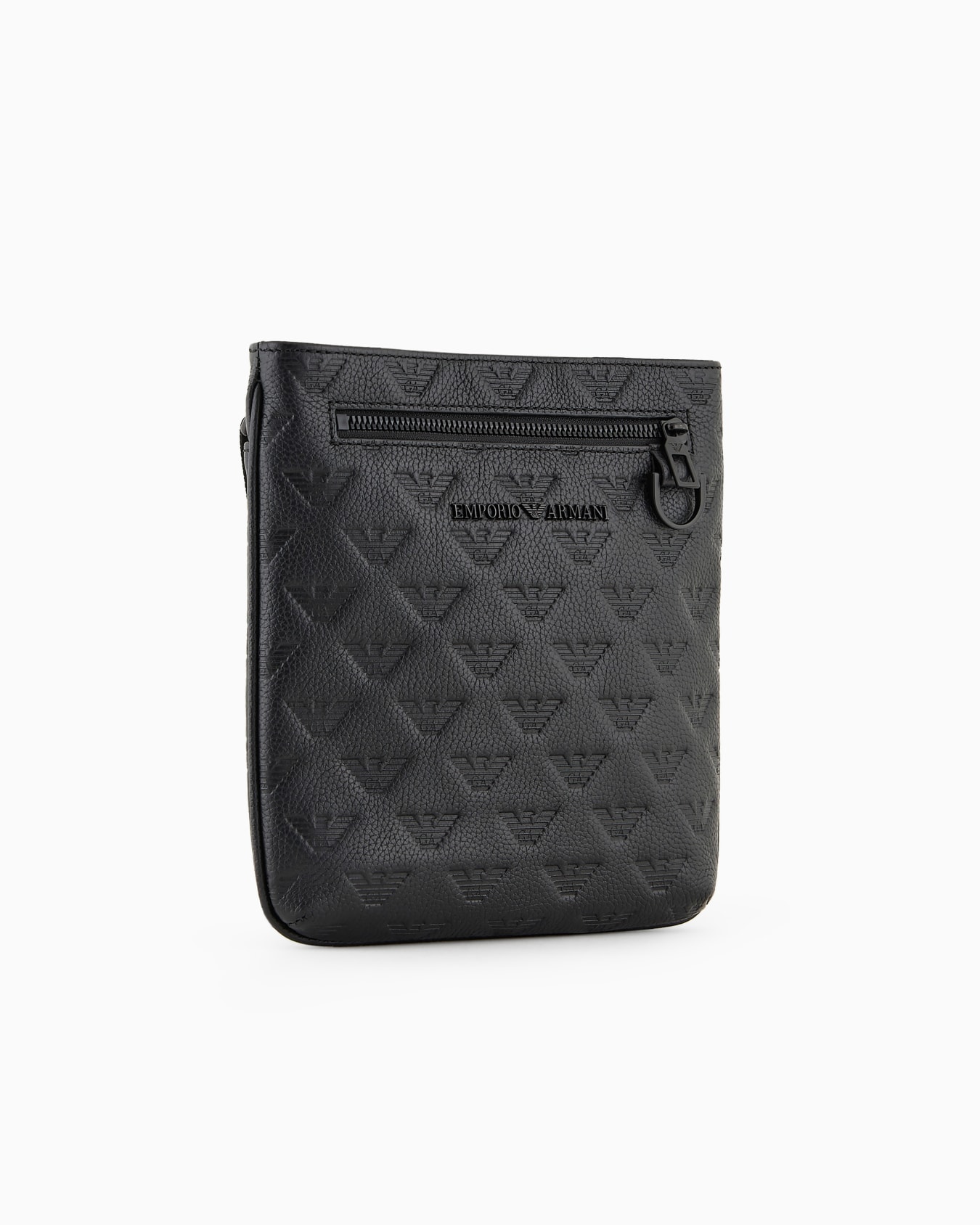 Bolso bandolera plano de piel con motivo de águila en relieve Diapositiva 1
