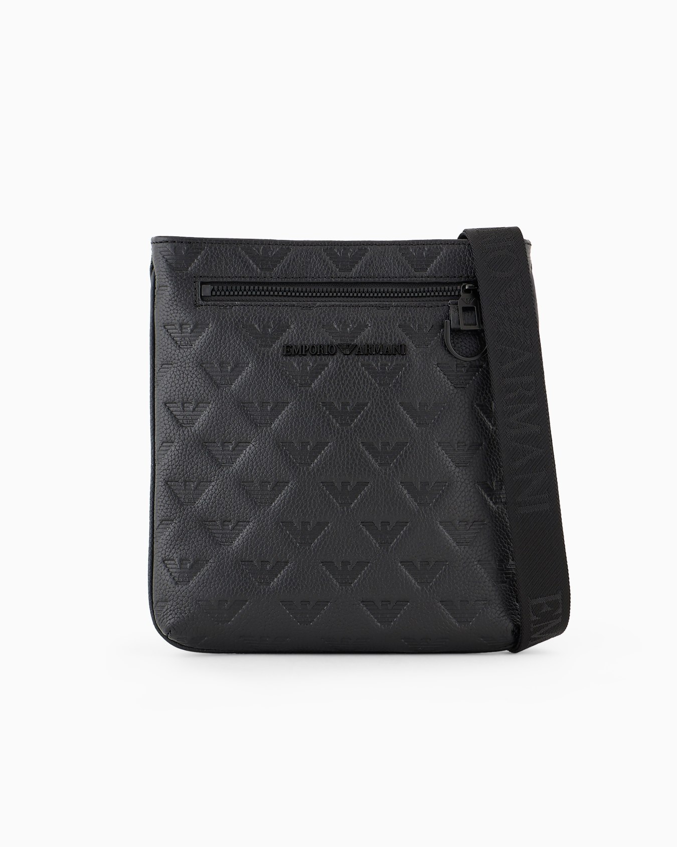 Bolso bandolera plano de piel con motivo de águila en relieve Diapositiva 0