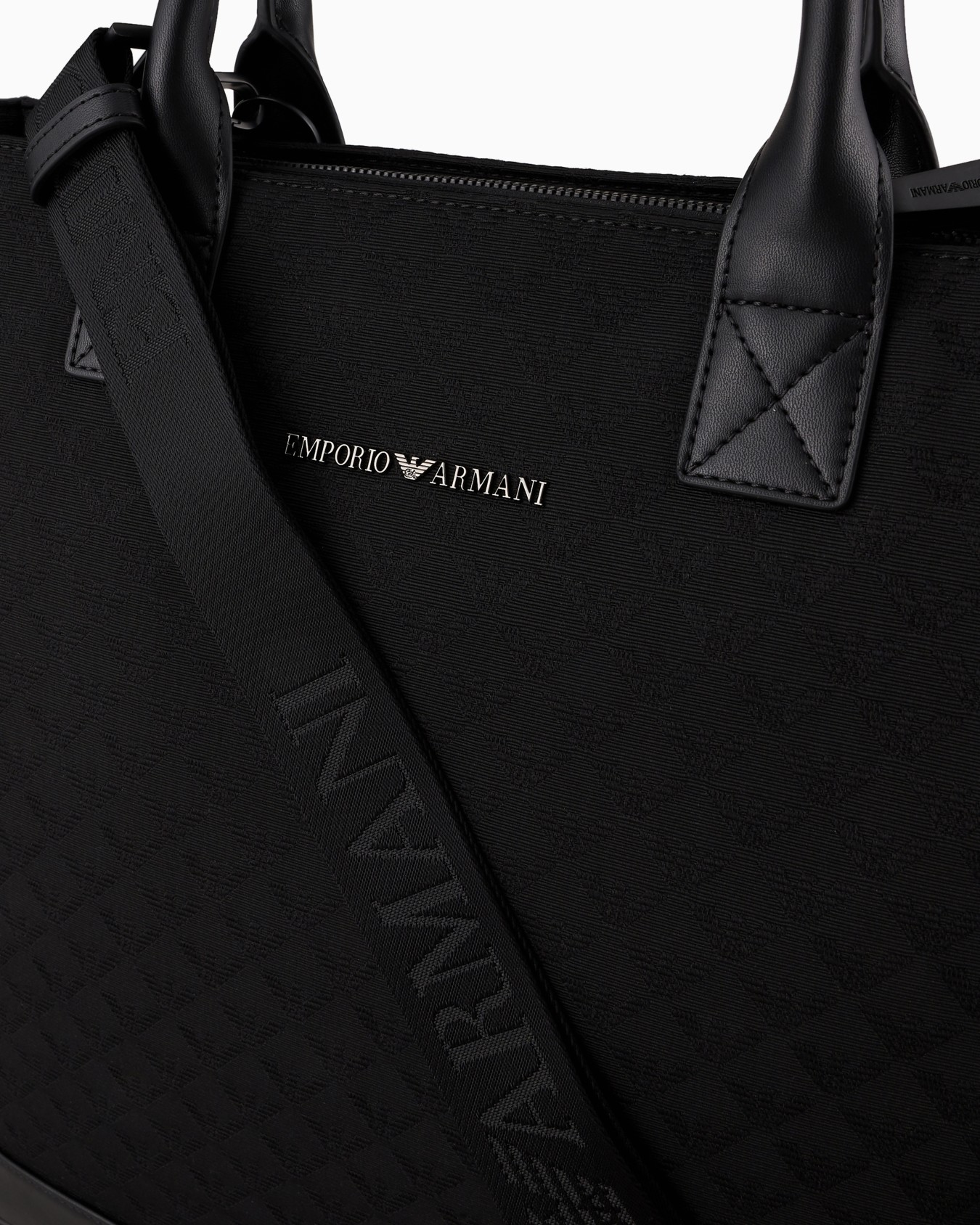 Nylon tote bag with all-over jacquard eagle Slide 4