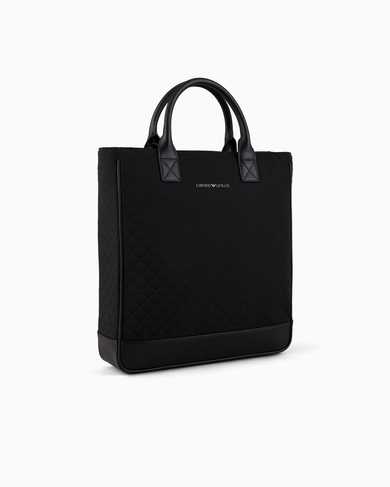 Nylon tote bag with all-over jacquard eagle Slide 1